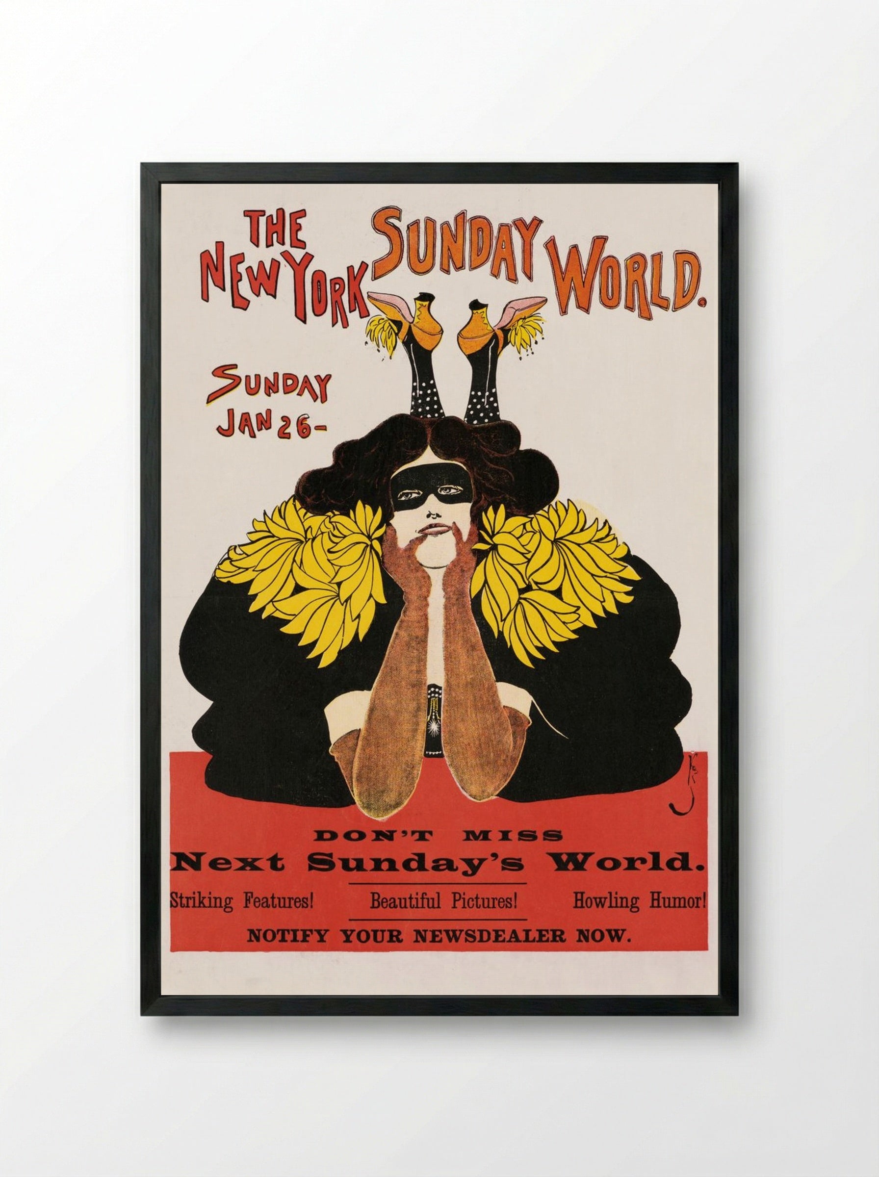 The New York Sunday World, January 26, 1896 - Frank King - Framed Print Black