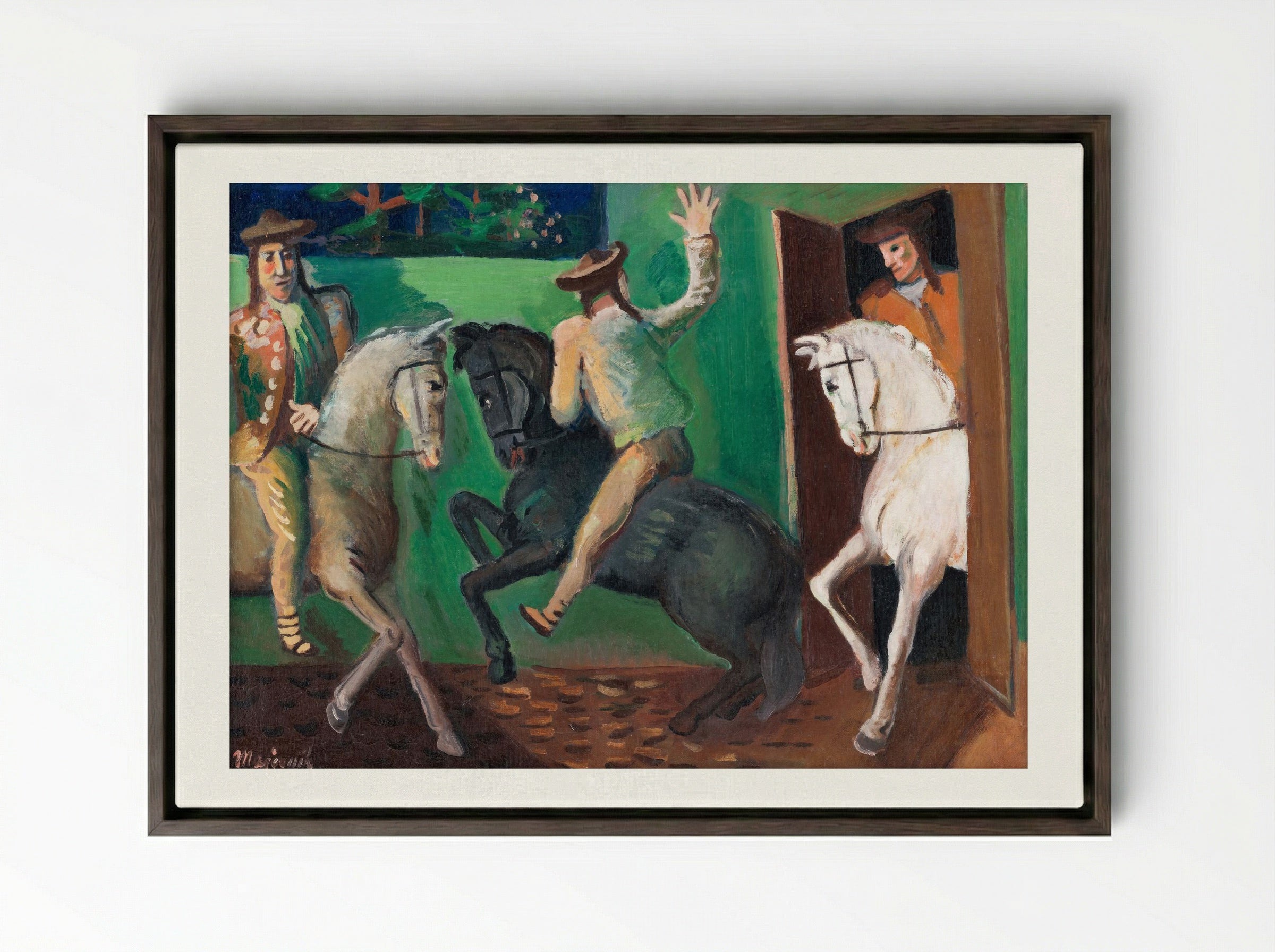 Riders on Horses - Cyprián Majerník - Framed Canvas Dark Wood