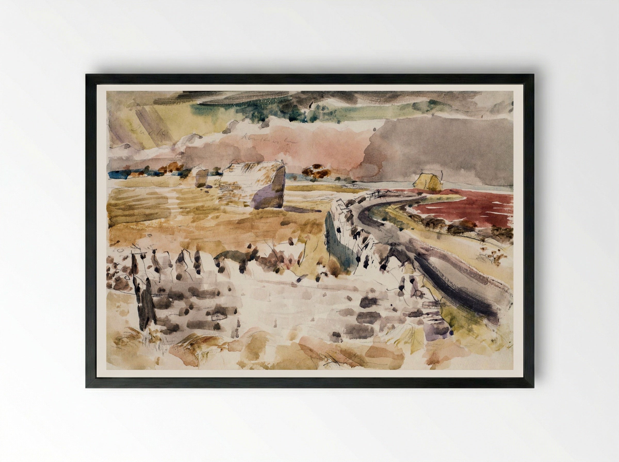Oxfordshire Landscape - Paul Nash - Framed Print Black
