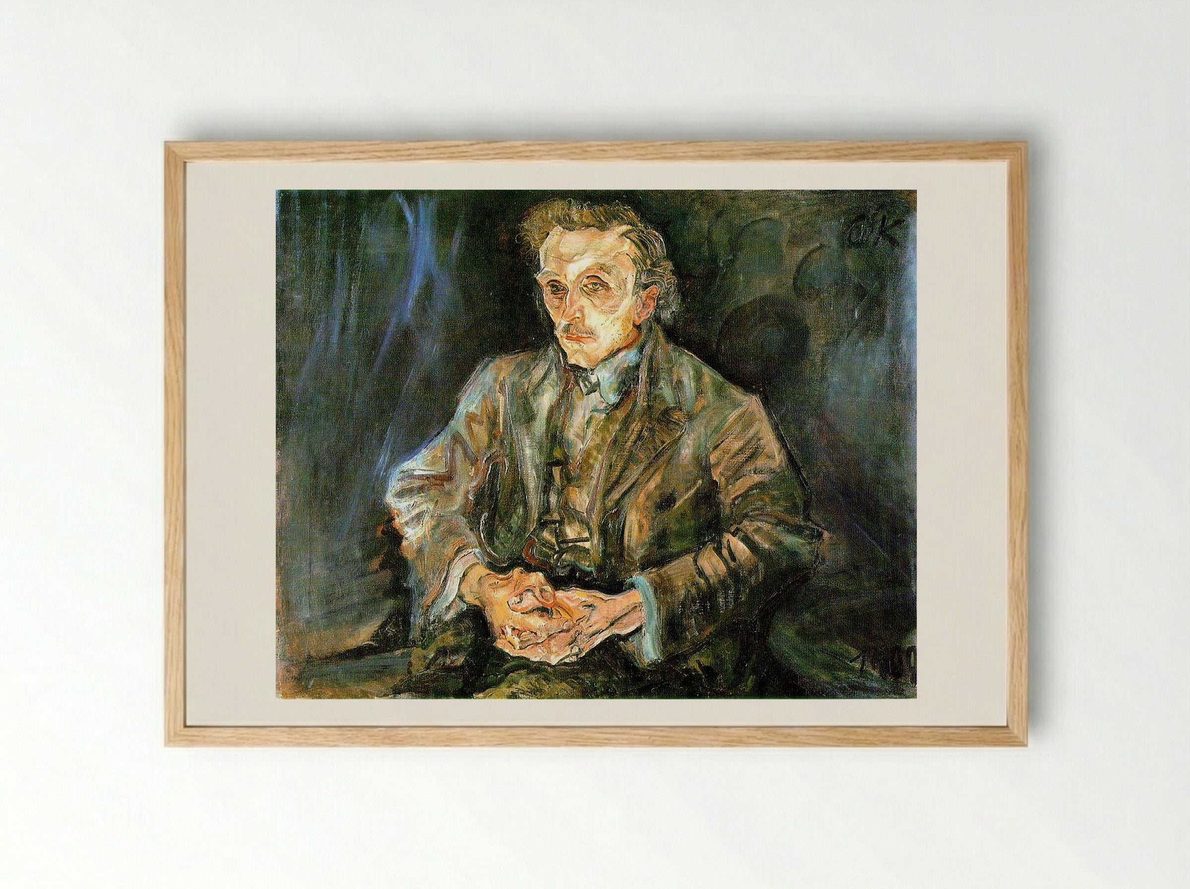 Portrait of Adolf Loos - Oskar Kokoschka - Framed Print Wood