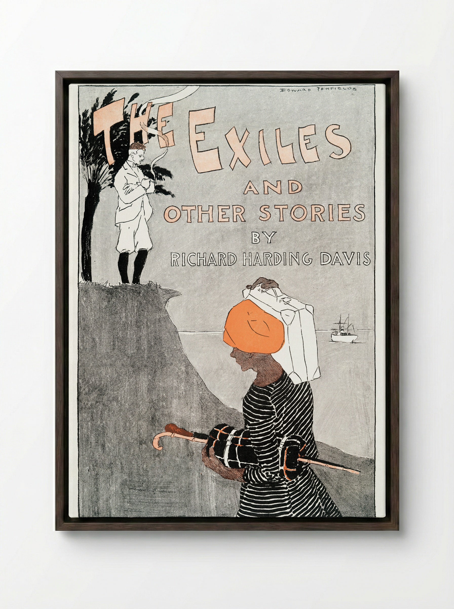 The Exiles and Other Stories by Richard Harding Davis - Edward Penfield - Framed Canvas Dark Wood