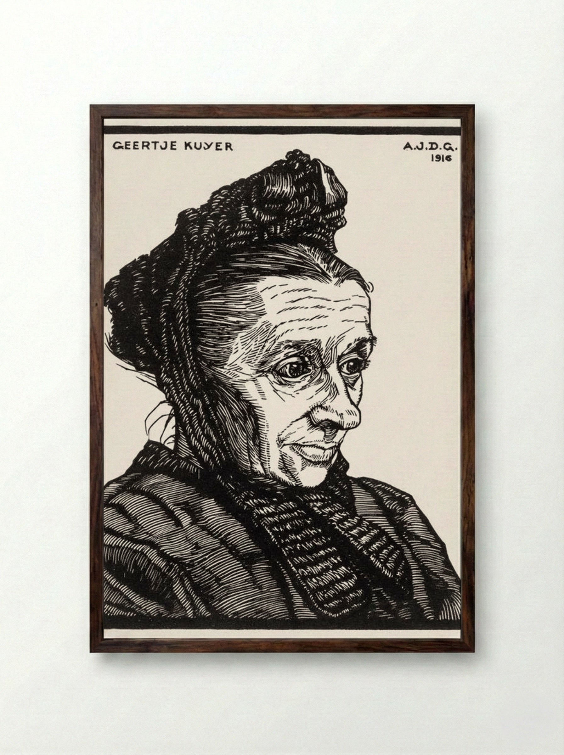 Portrait of Geertje Kuijer - Julie de Graag - Framed Print Dark Wood