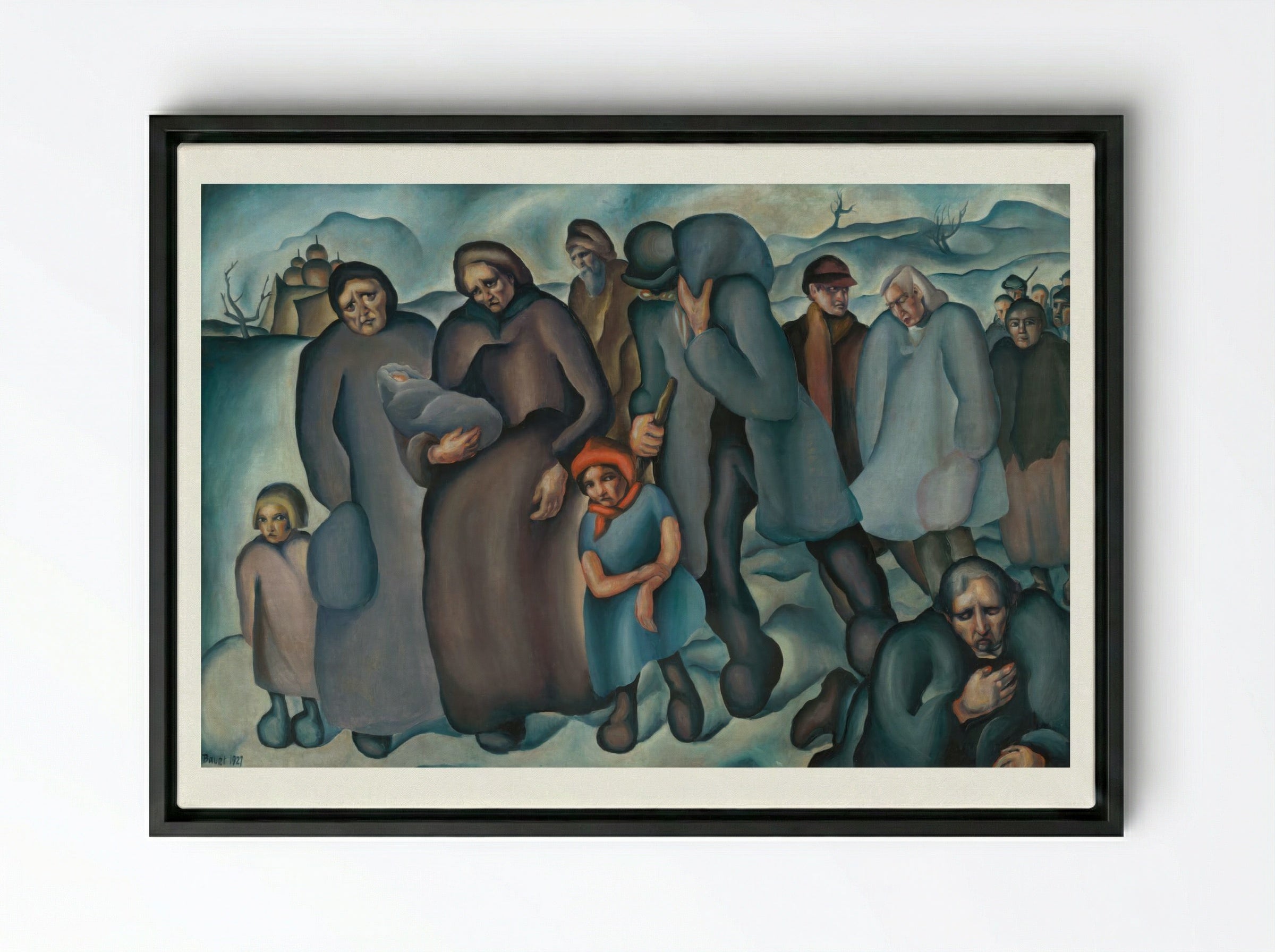 Refugees - Konstantin Bauer - Framed Canvas Black