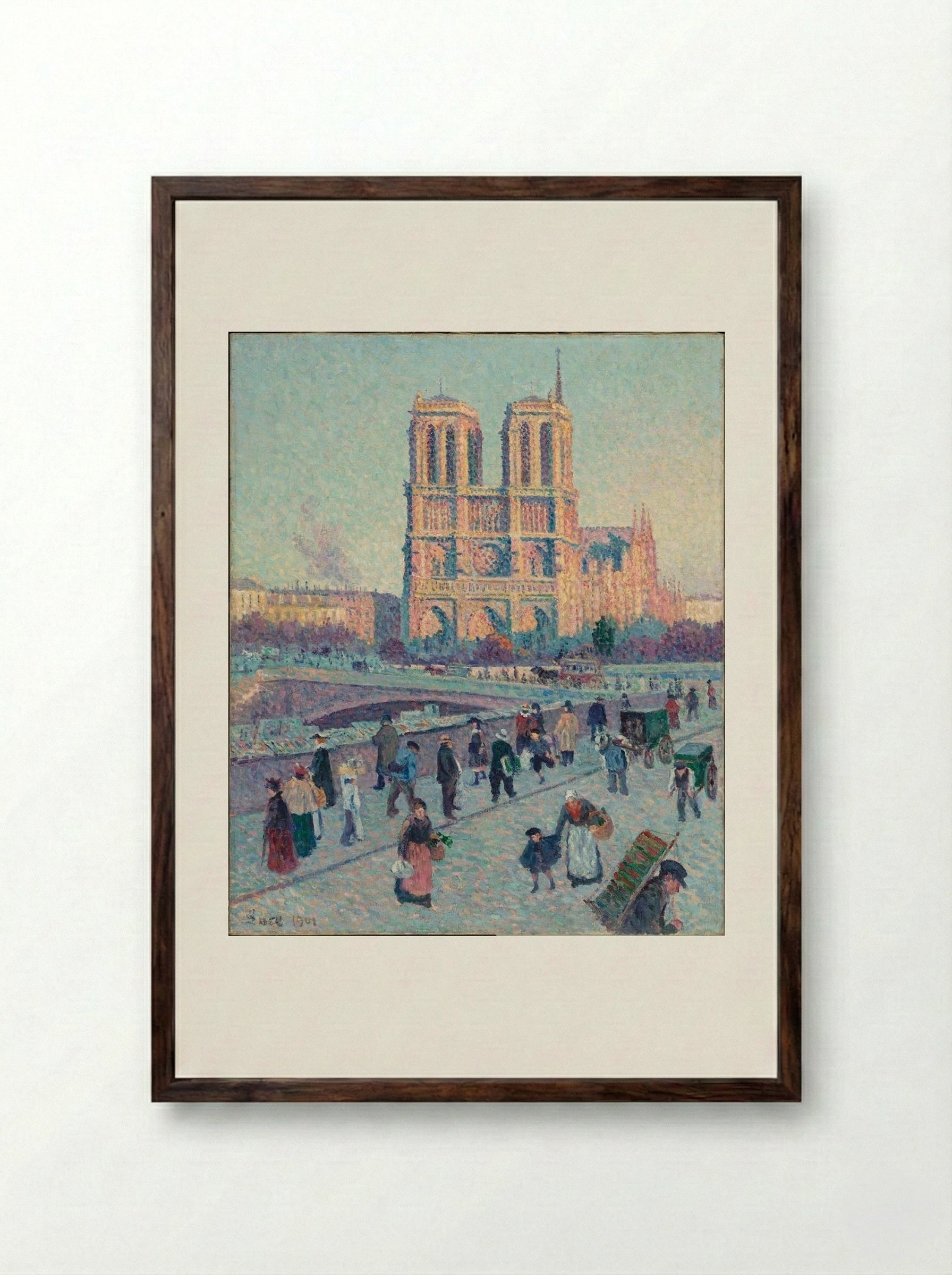 Le Quai Saint-Michel et Notre-Dame - Maximilien Luce - Framed Print Dark Wood