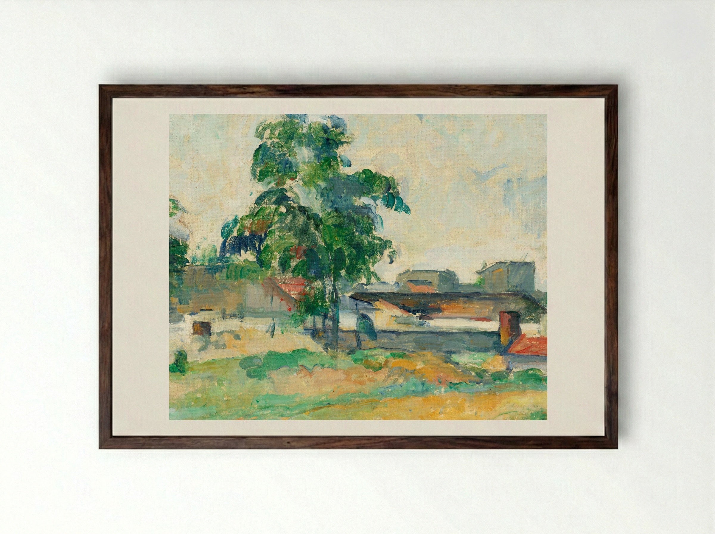 Landscape near Paris - Paul Cézanne - Framed Print Dark Wood