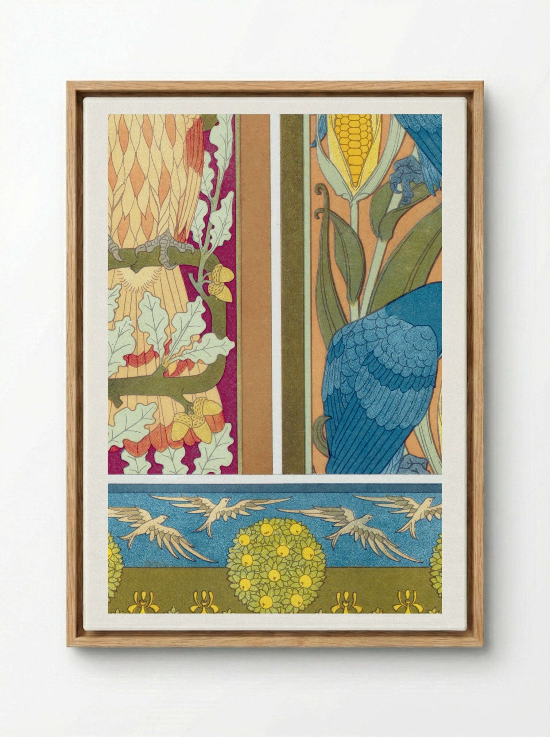 L'Animal dans la Décoration, Plate 12 (Eagle, Macaws, Fish and Birds) - Maurice Pillard Verneuil - Framed Canvas Wood