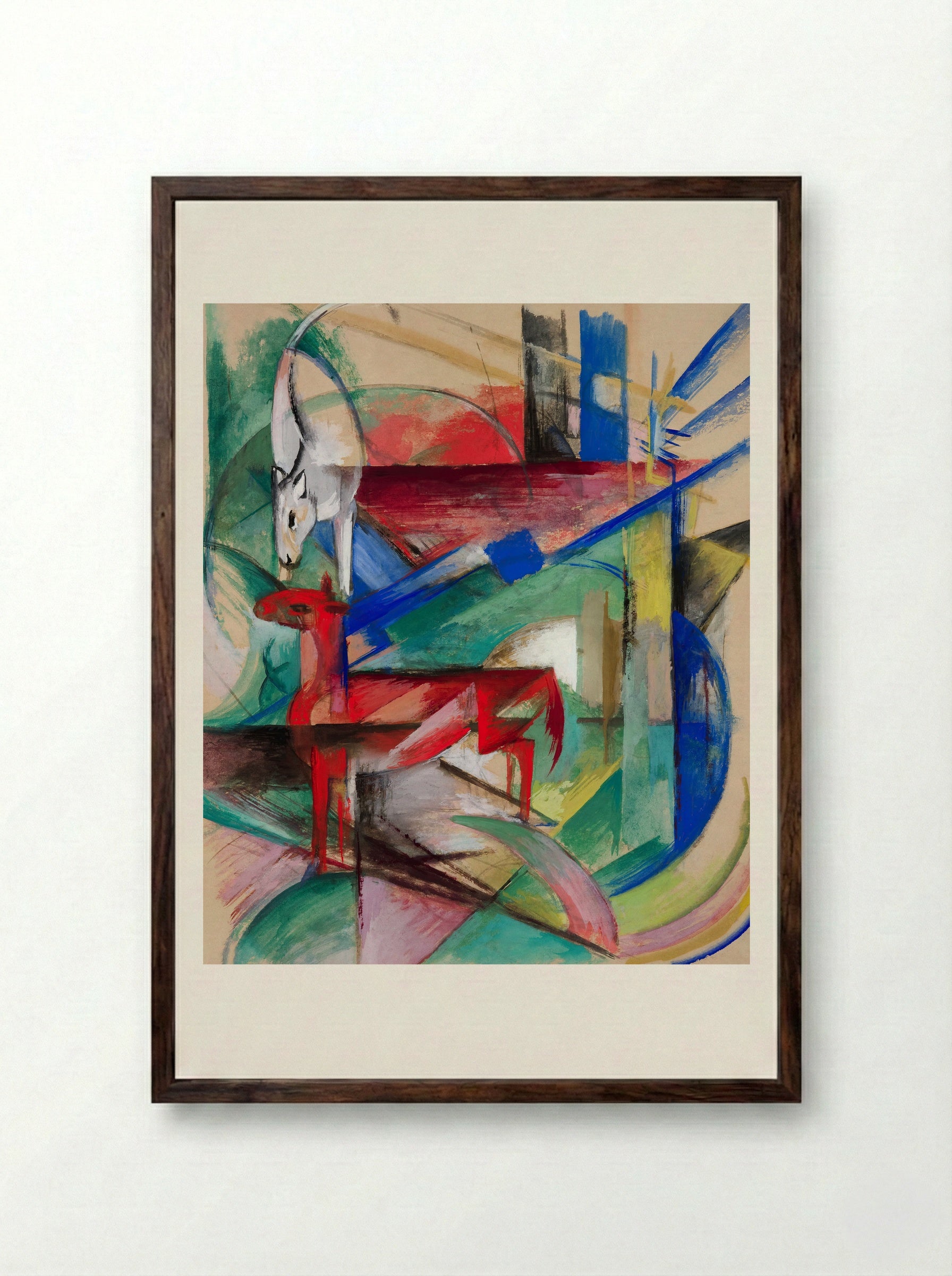 Landscape with Animals - Franz Marc - Framed Print Dark Wood