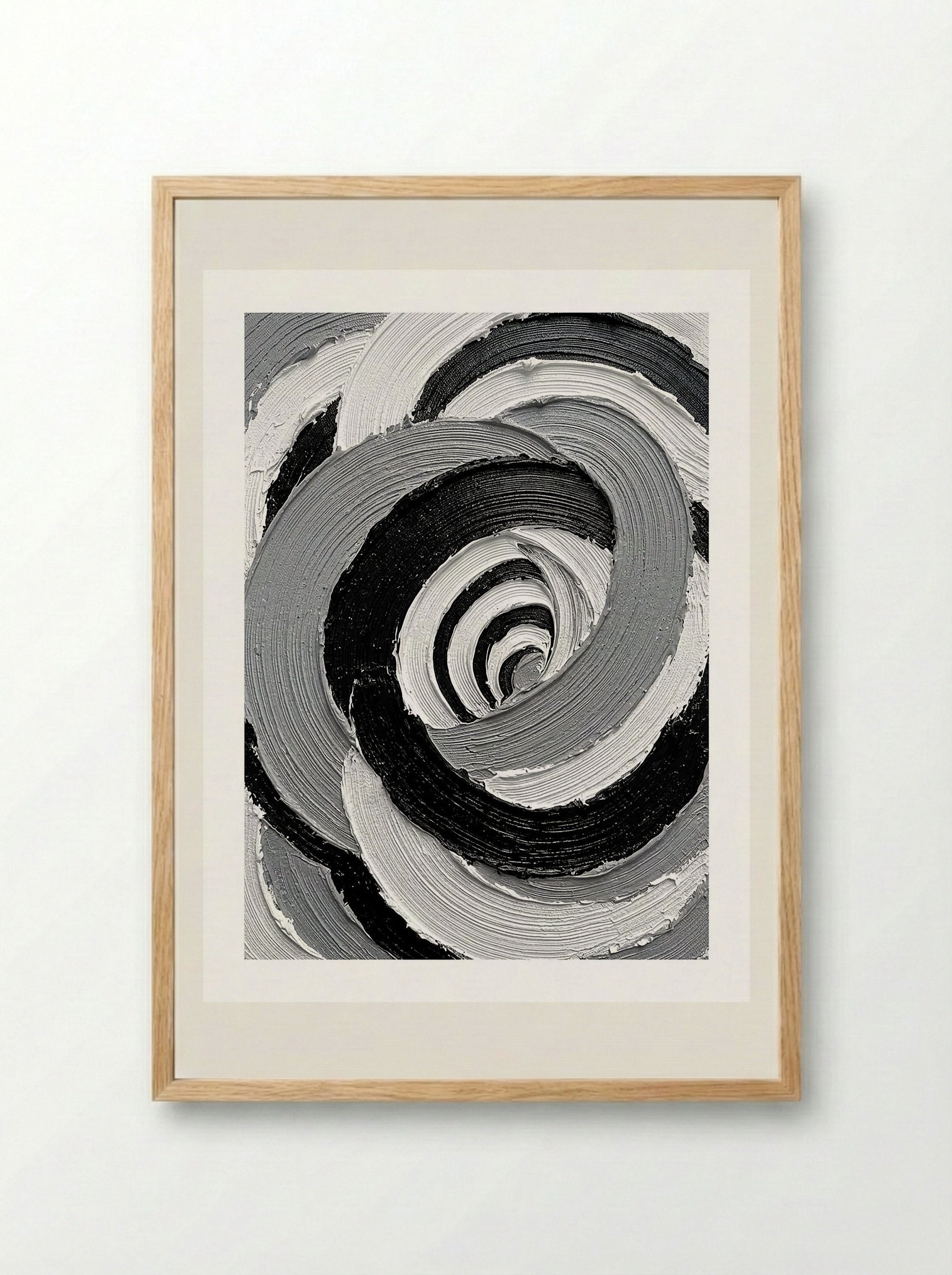 Monochrome Vortex Poster - Framed Print Wood