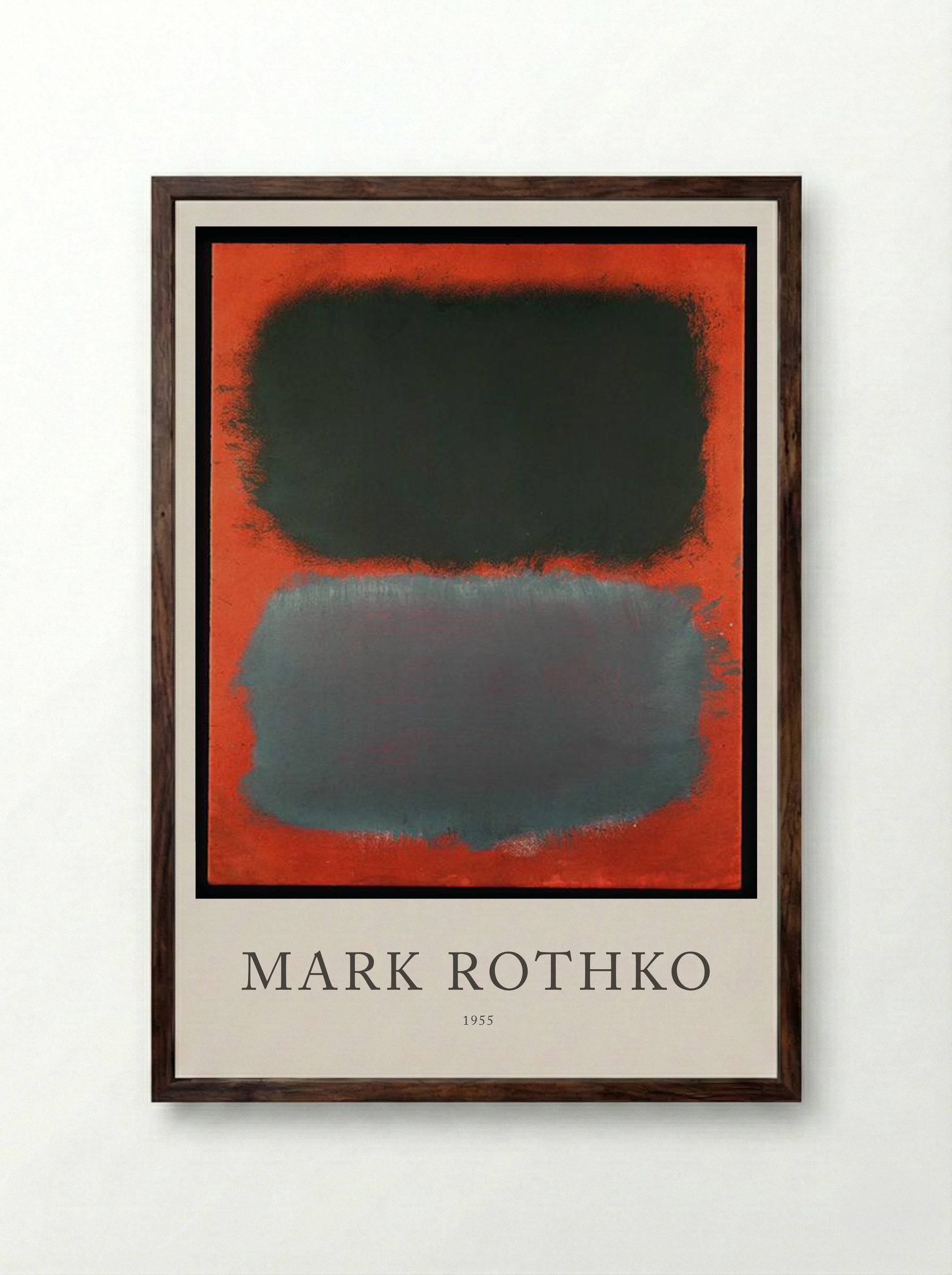 Untitled (Black and Grey Over Orange) - Mark Rothko - Framed Print Dark Wood