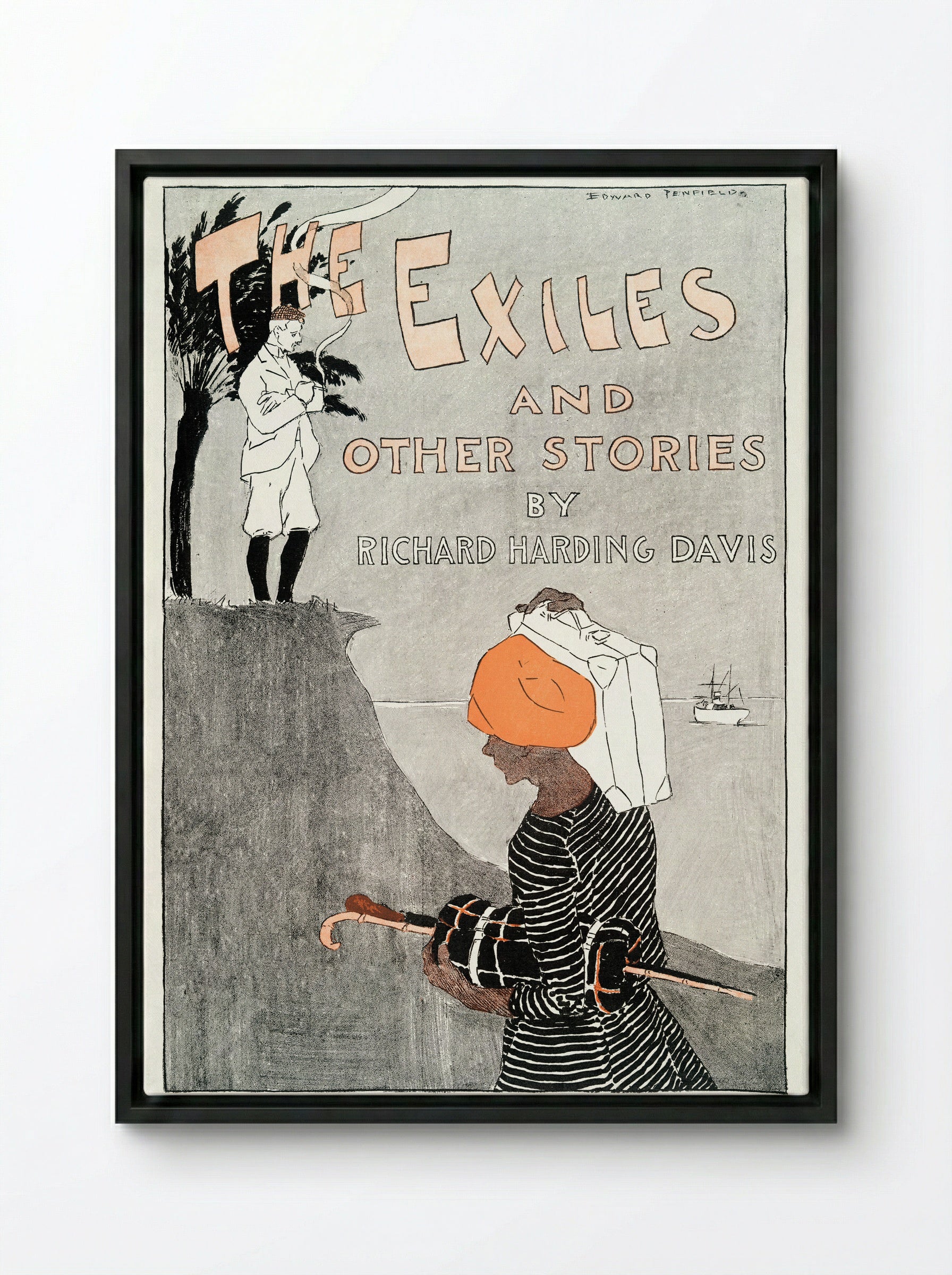 The Exiles and Other Stories by Richard Harding Davis - Edward Penfield - Framed Canvas Black
