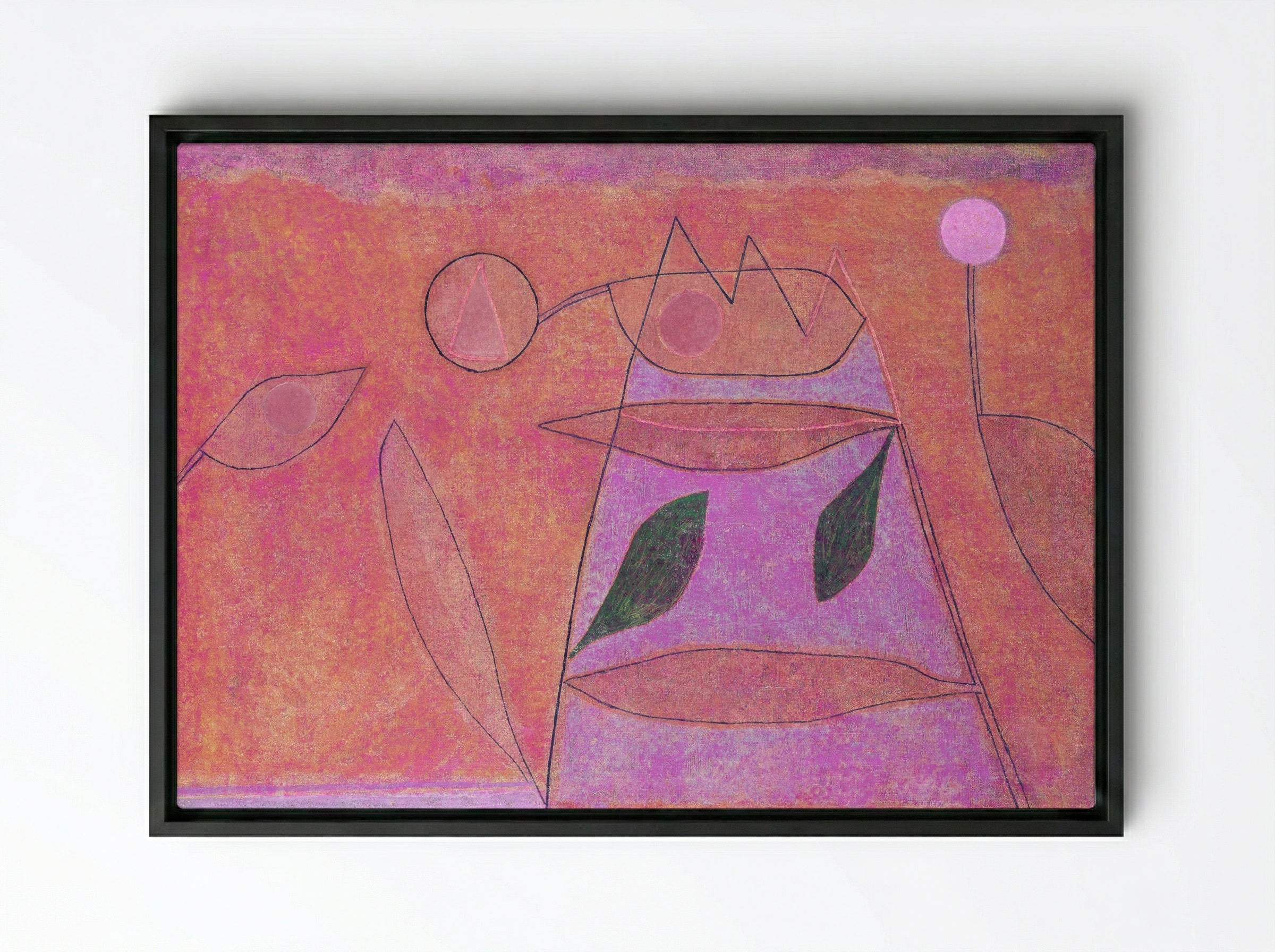 Untitled (Geometric Landscape) - Paul Klee - Framed Canvas Black