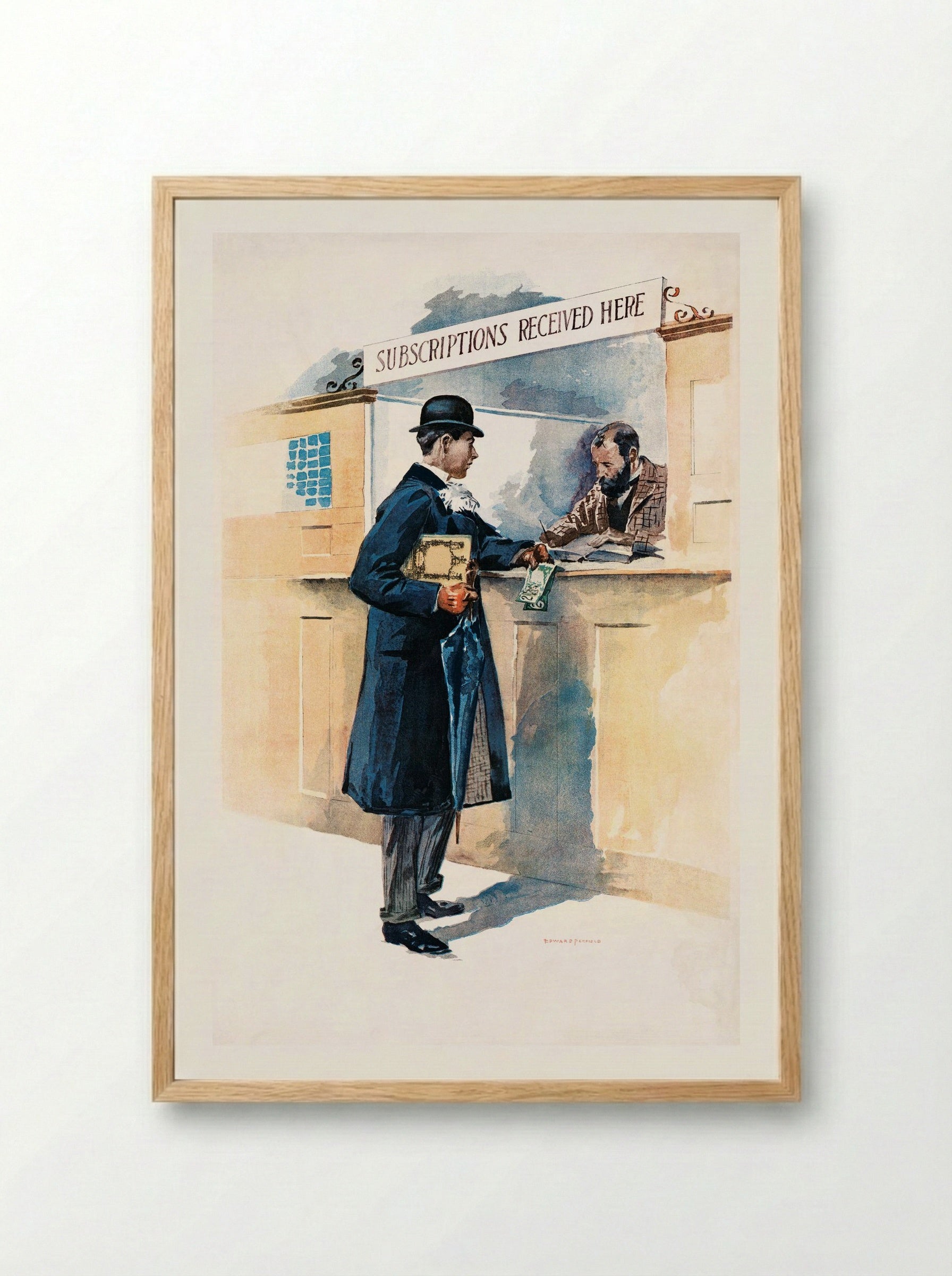Man Getting Medicines - Edward Penfield - Framed Print Wood