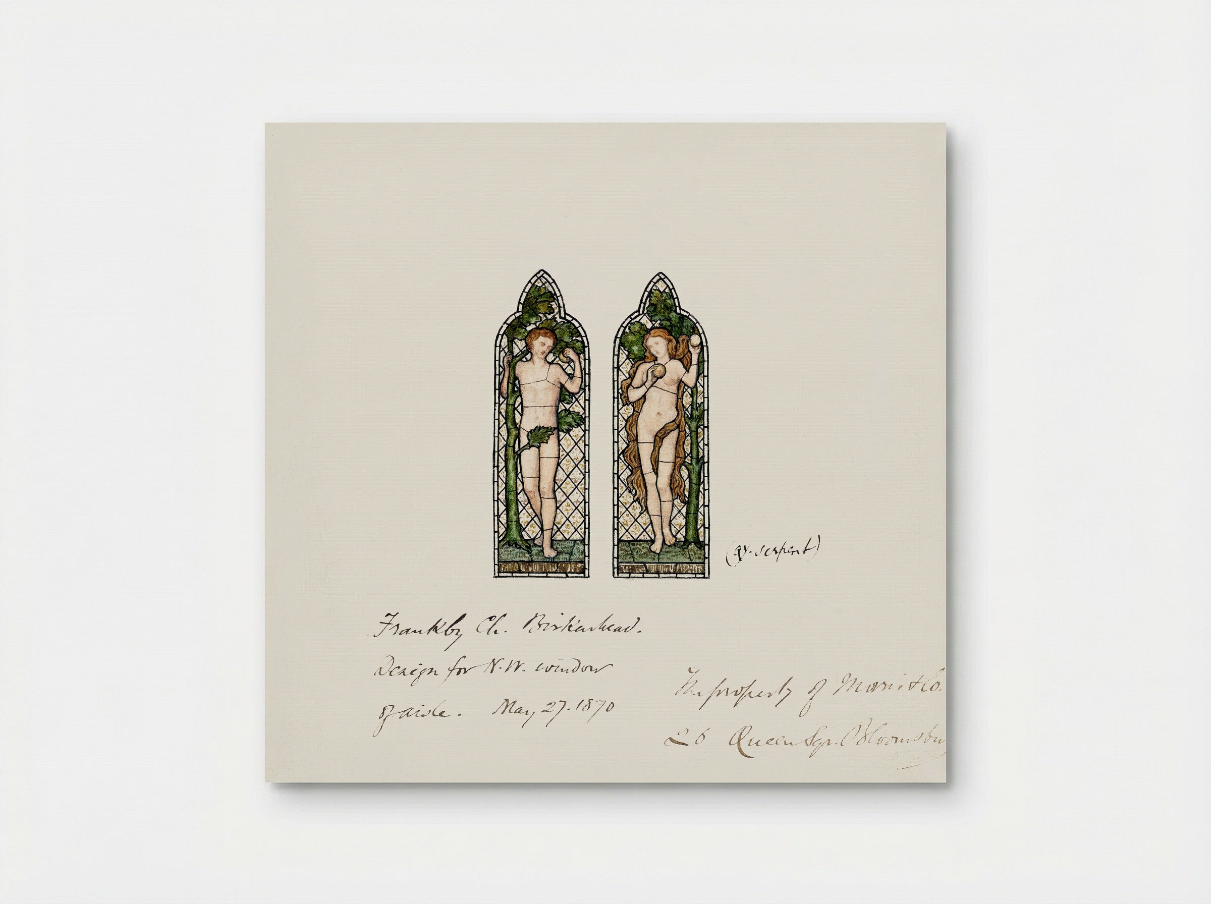Design for Stained Glass Window: Adam and Eve - Fine Art Print - Poster