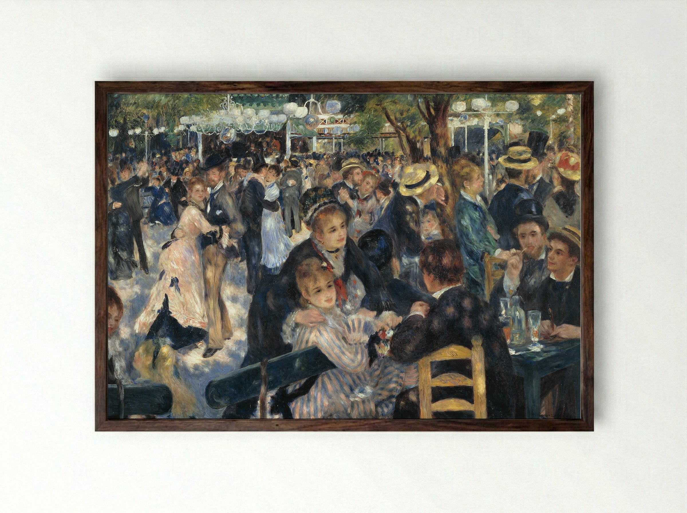 Dance at Le Moulin de la Galette - Pierre-Auguste Renoir - Framed Print Dark Wood