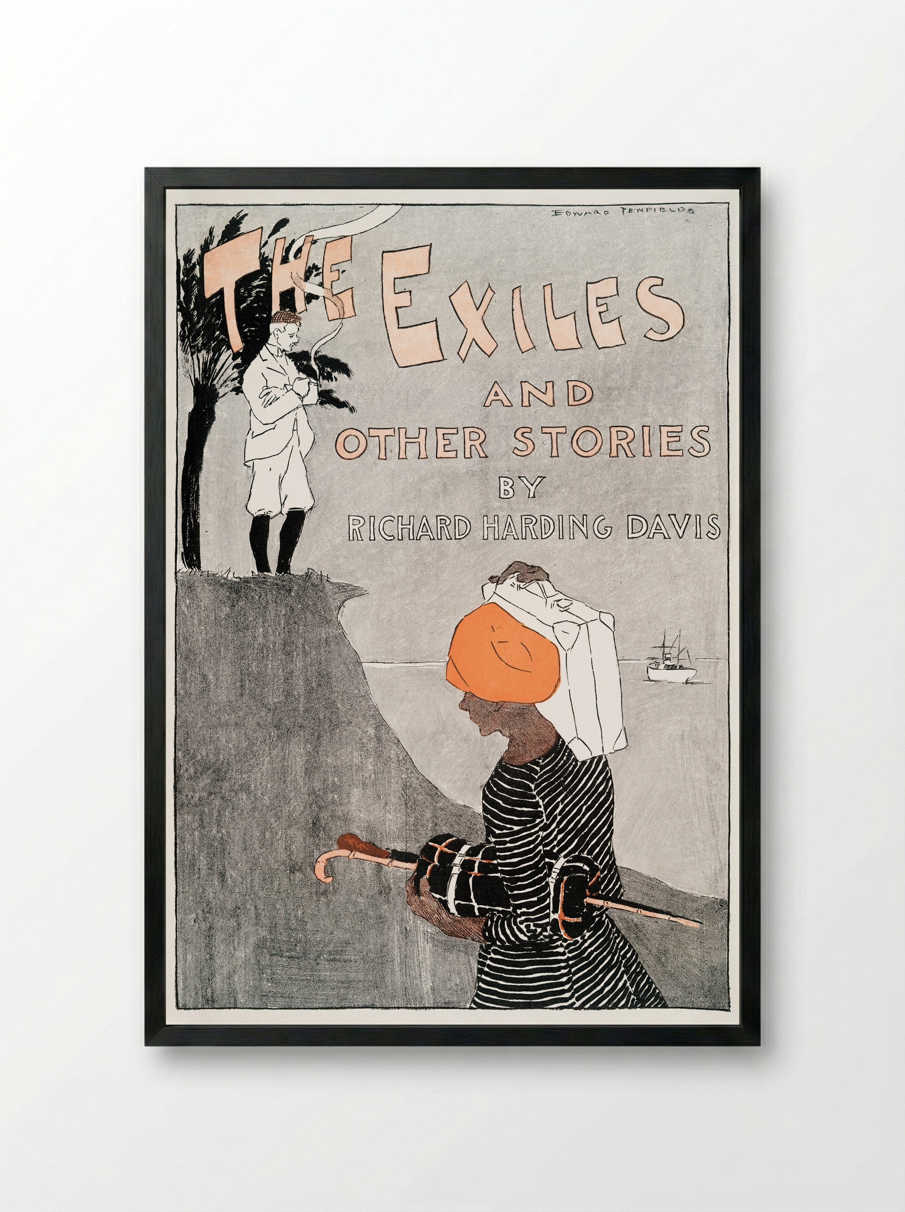 The Exiles and Other Stories by Richard Harding Davis - Edward Penfield - Framed Print Black