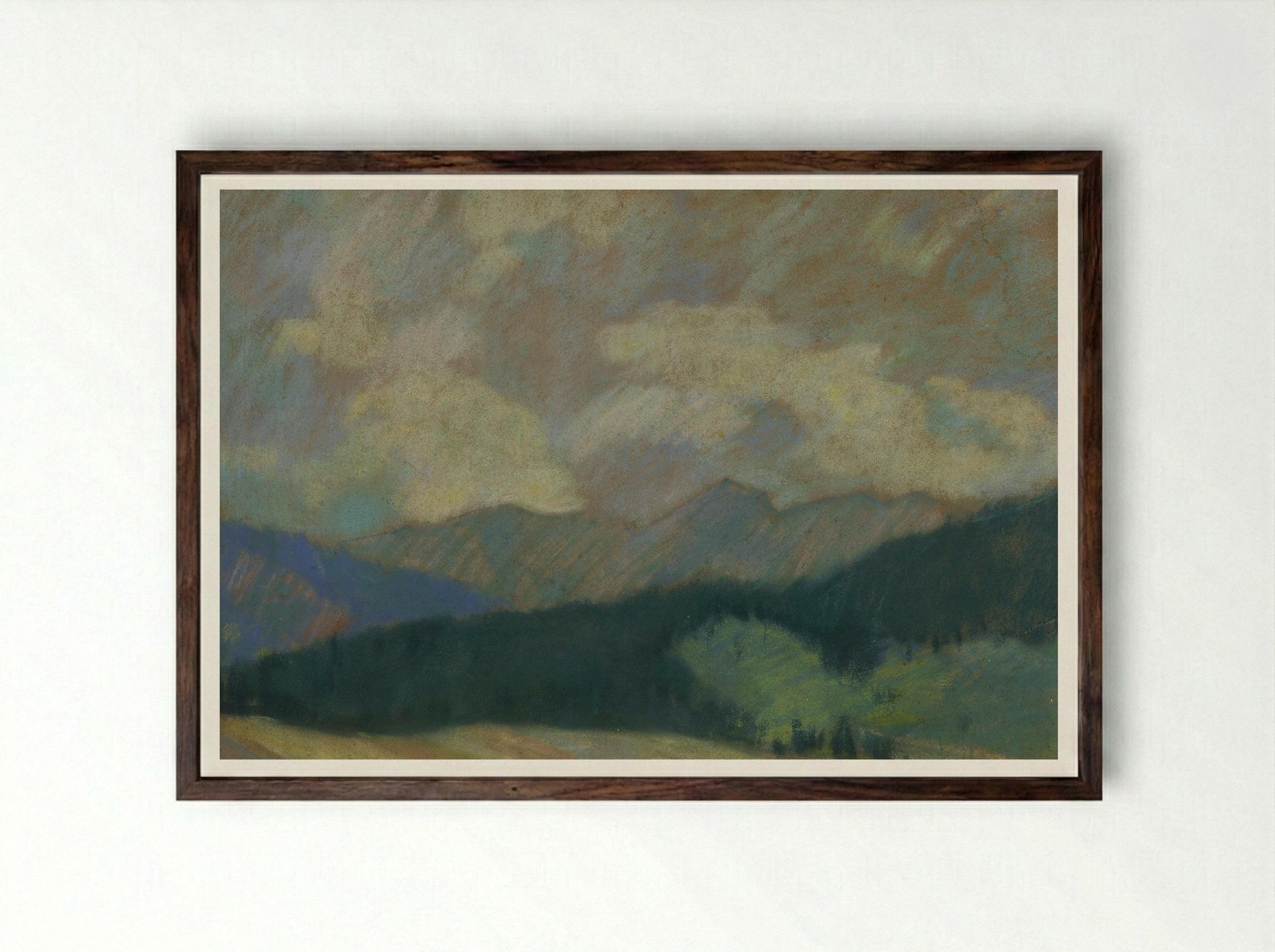 Mountain Landscape - Zolo Palugyay - Framed Print Dark Wood