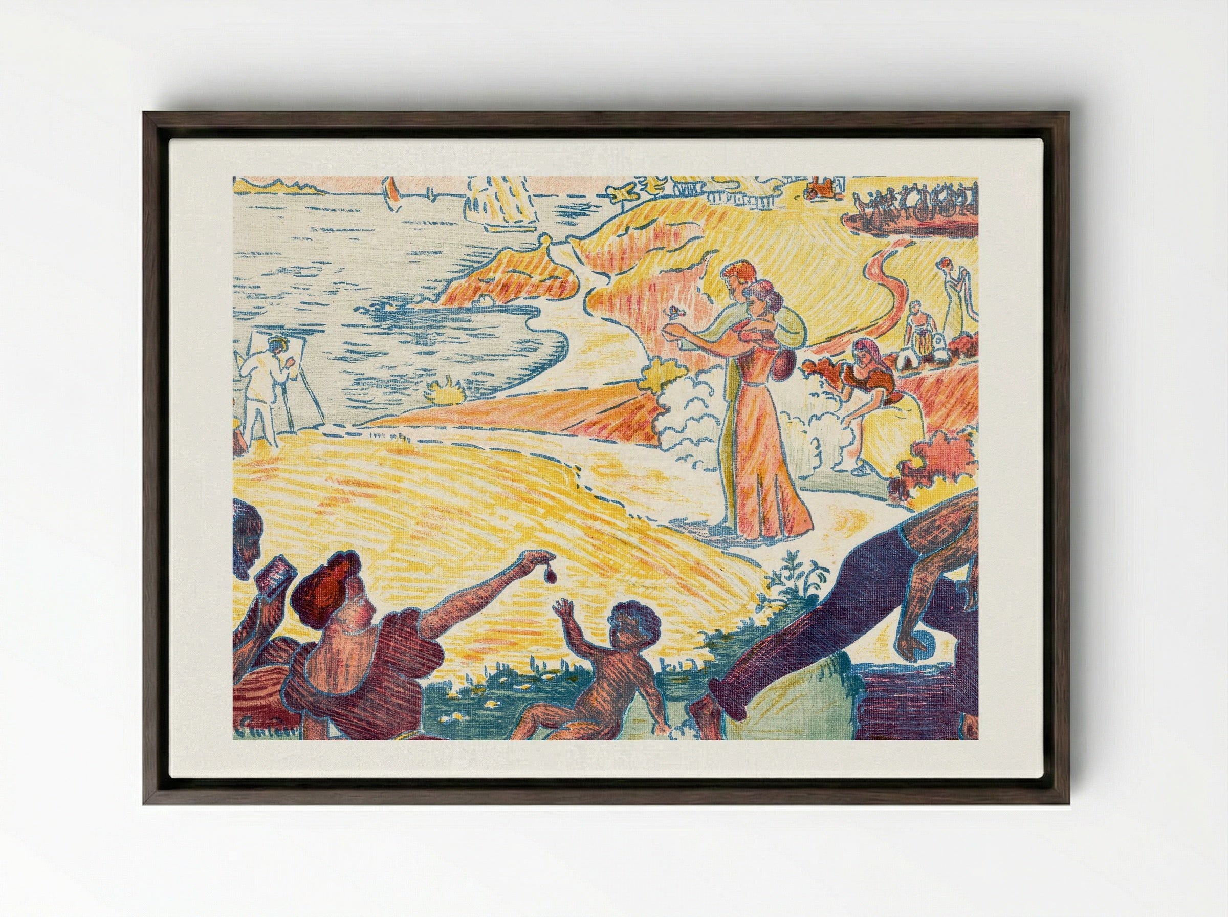 Harmonious Times - Paul Signac - Framed Canvas Dark Wood