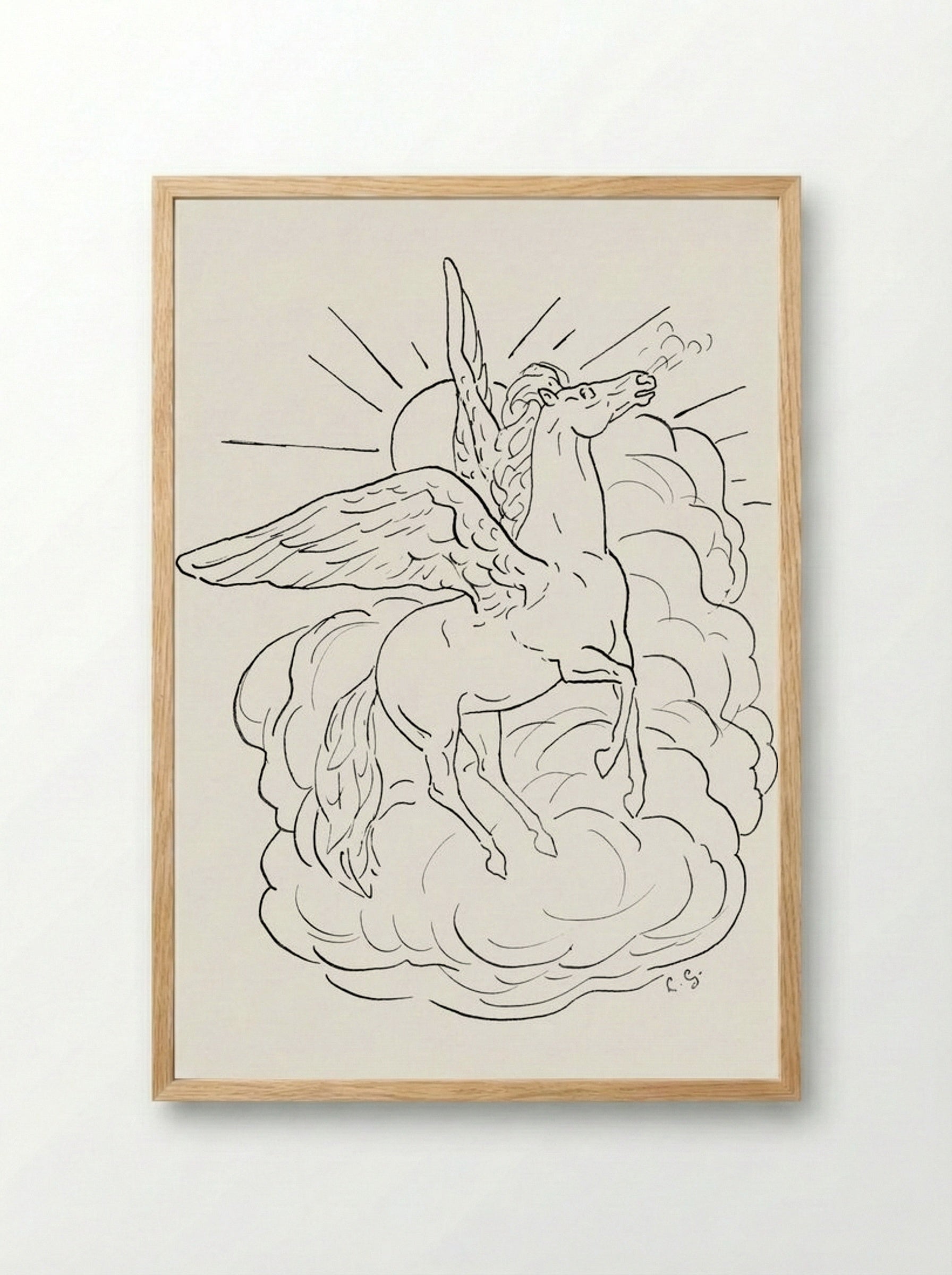 Pegasus Flies in Front of a Cloud - Leo Gestel - Framed Print Wood