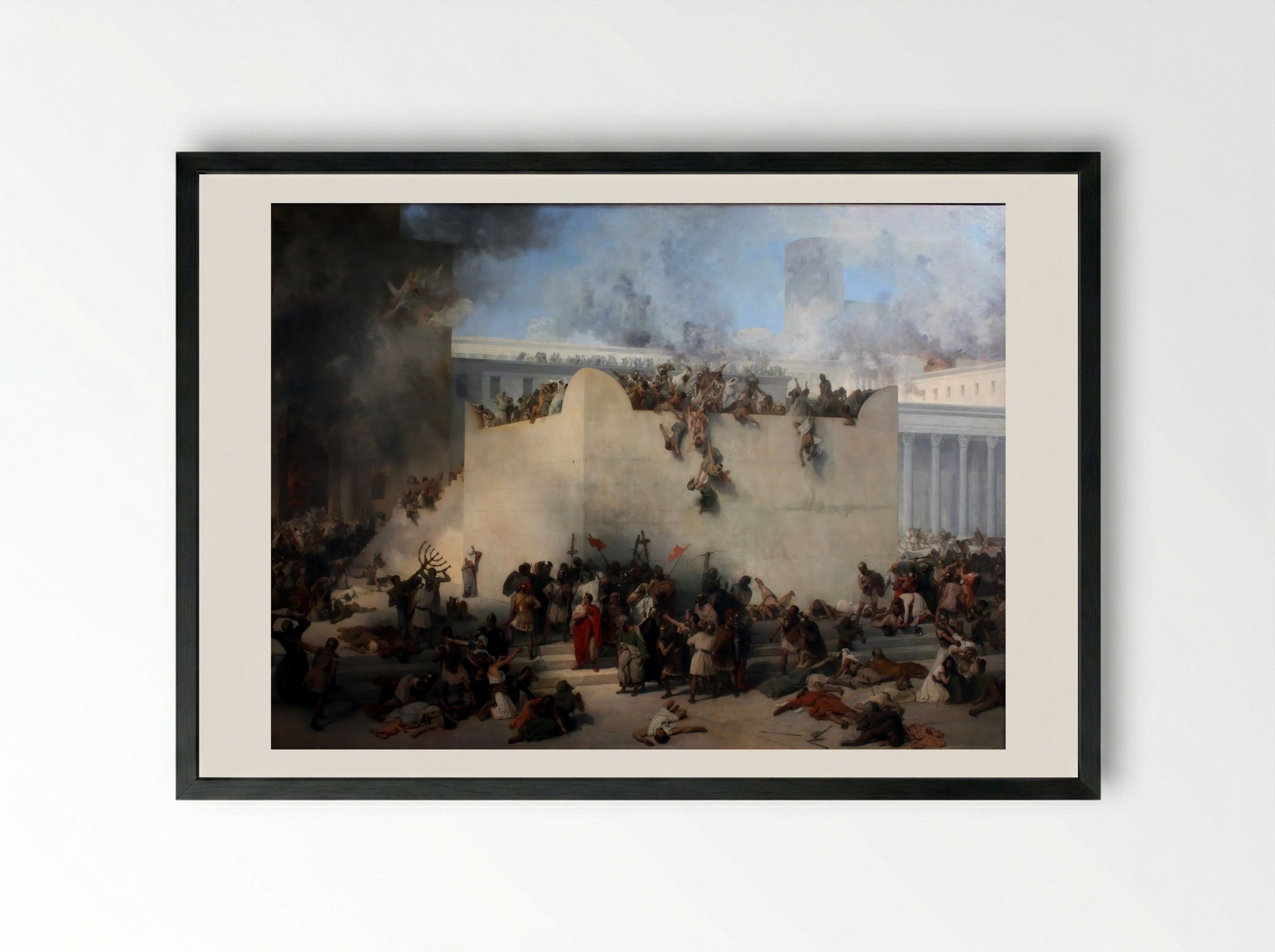 The Destruction of the Temple of Jerusalem - Francesco Hayez - Framed Print Black