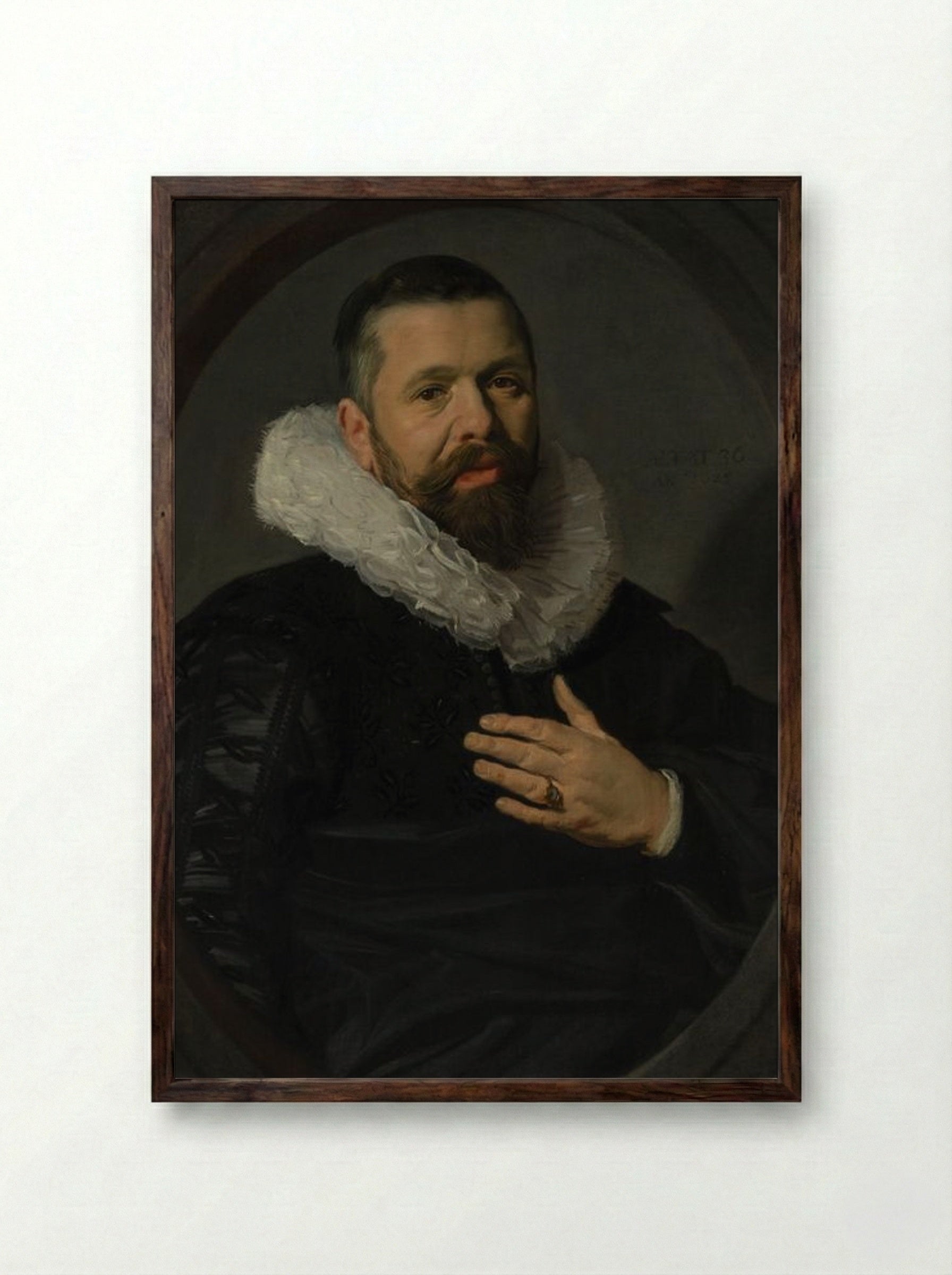 Portrait of a Bearded Man with a Ruff - Frans Hals - Framed Print Dark Wood