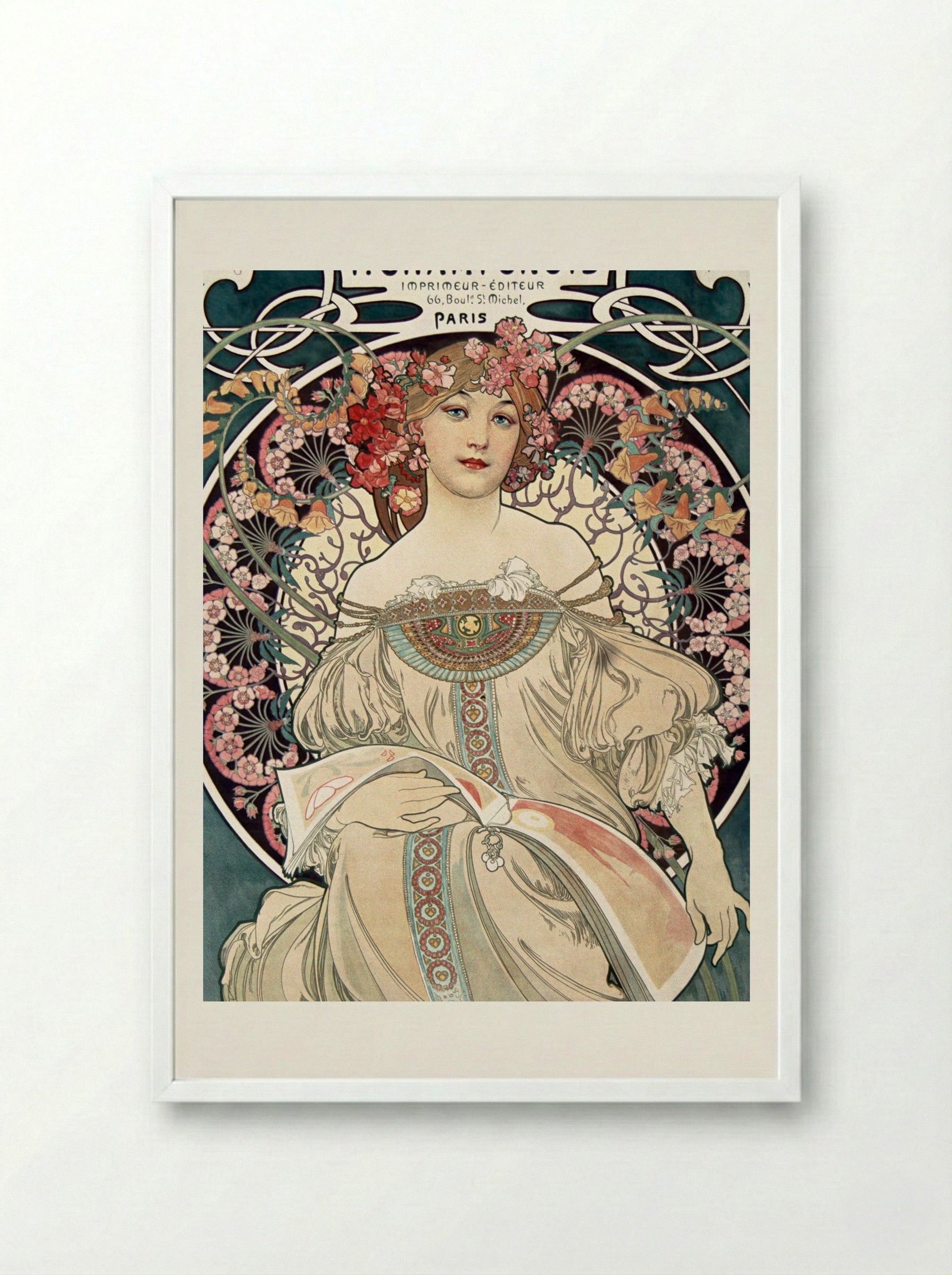 F. Champenois Imprimeur-Éditeur - Alphonse Mucha - Framed Print White