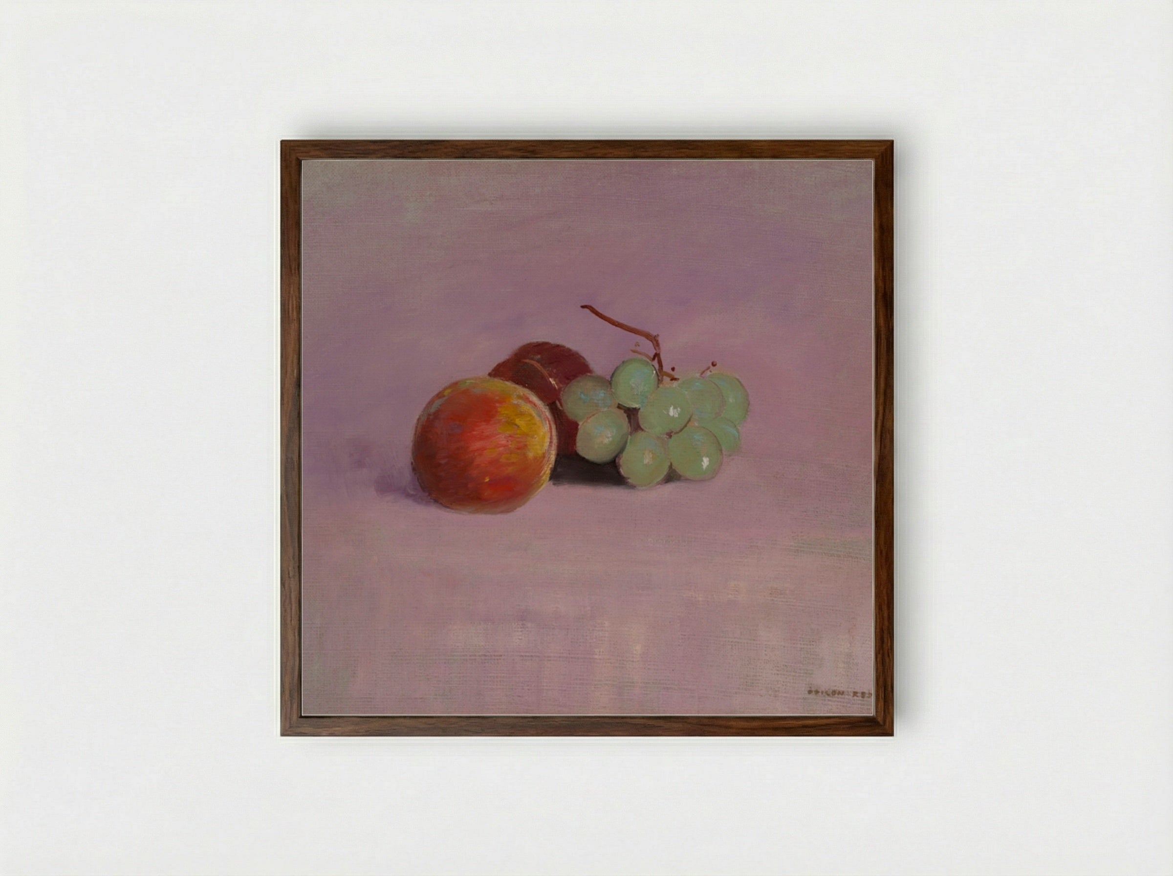 Still Life with Fruit - Odilon Redon - Framed Print Dark Wood