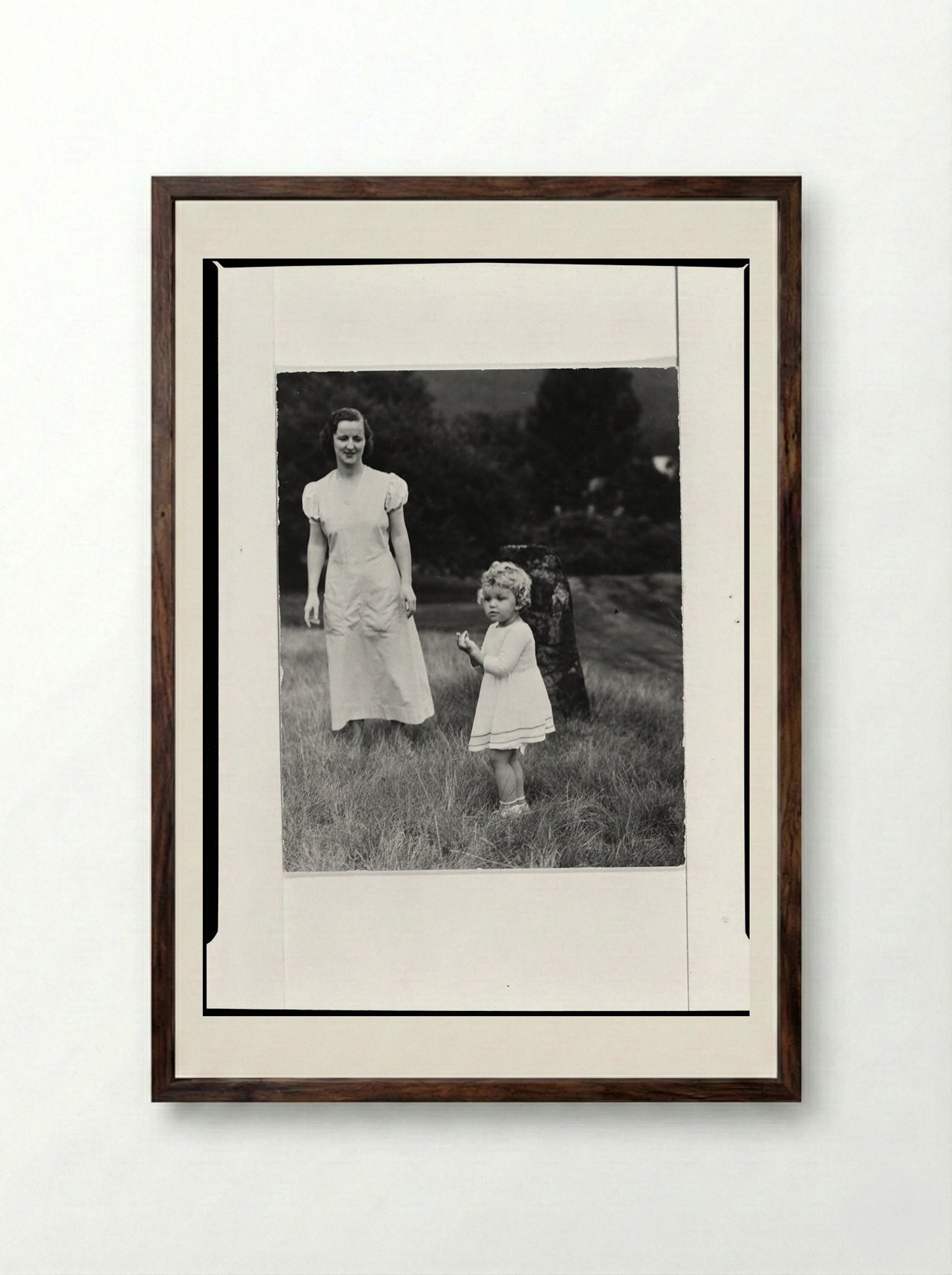 Untitled (Daughter of Rhoda Hoff de Terra and Nurse, Lake George, New York) - Alfred Stieglitz - Framed Print Dark Wood