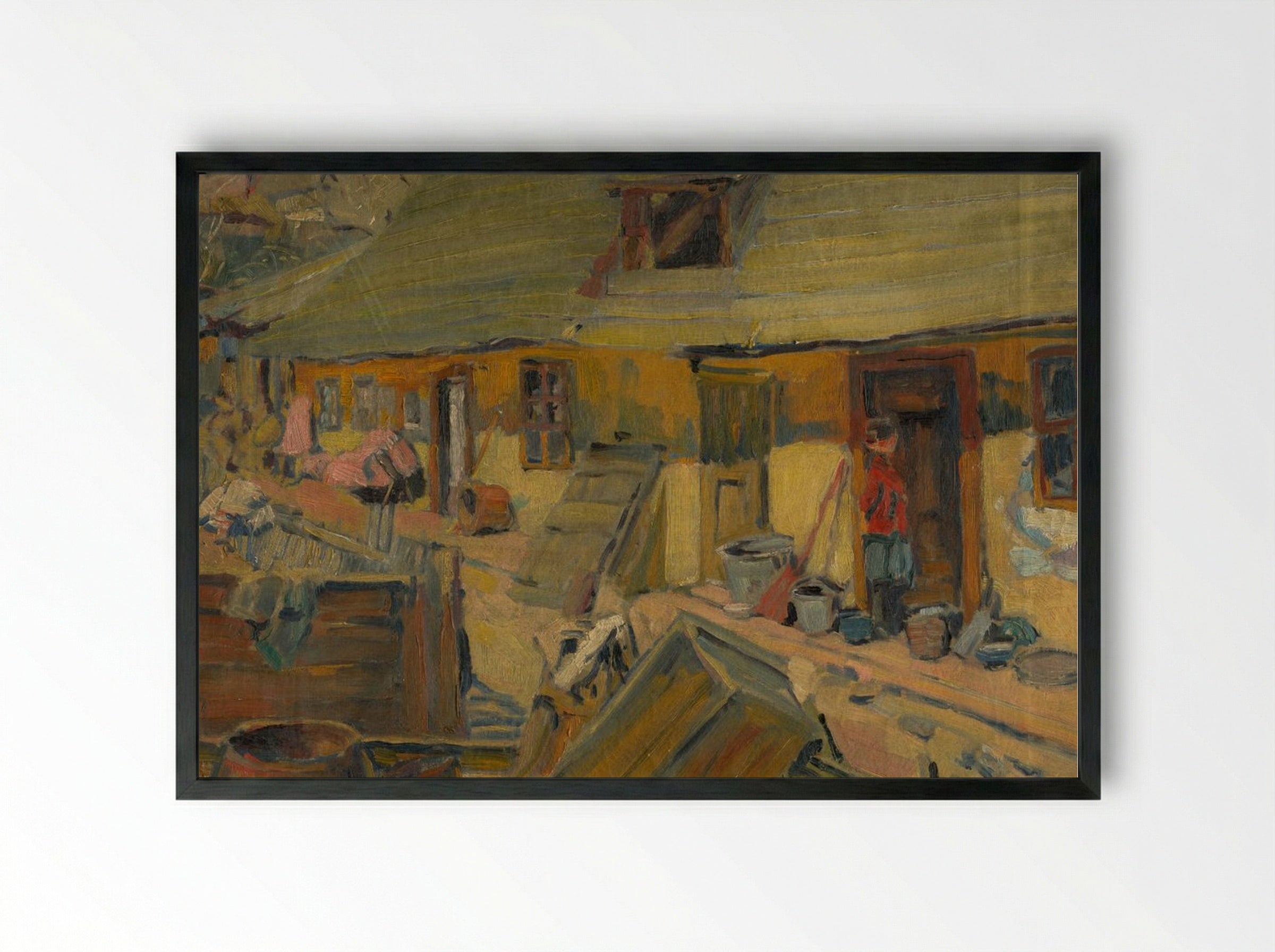 Peasant Yard - Konstantin Bauer - Framed Print Black