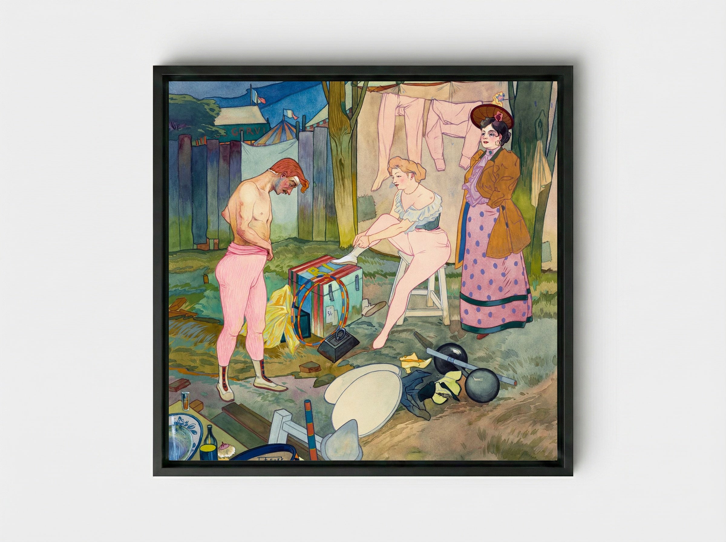 Le Cirque Corvi - Georges de Feure - Framed Canvas Black