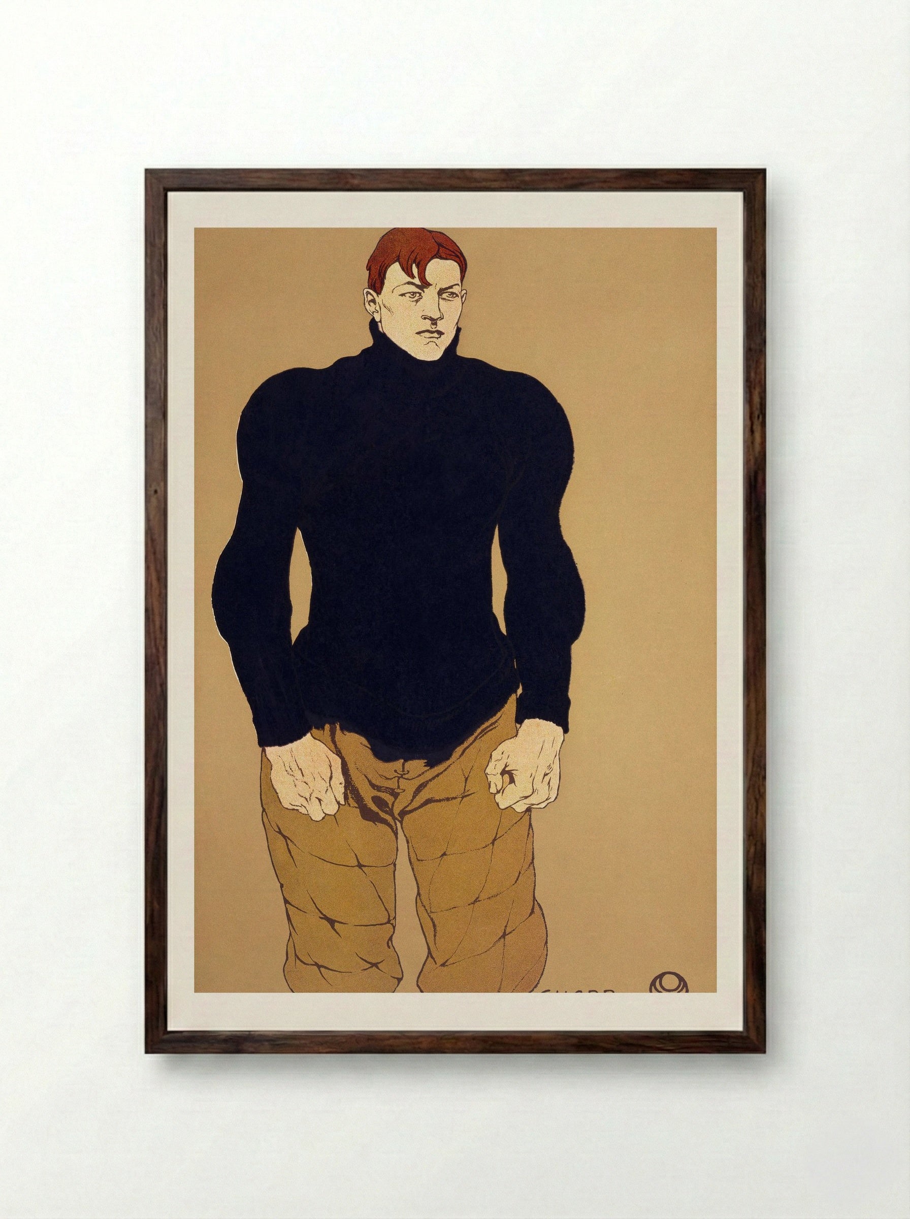 Athlete (Guard) - Edward Penfield - Framed Print Dark Wood