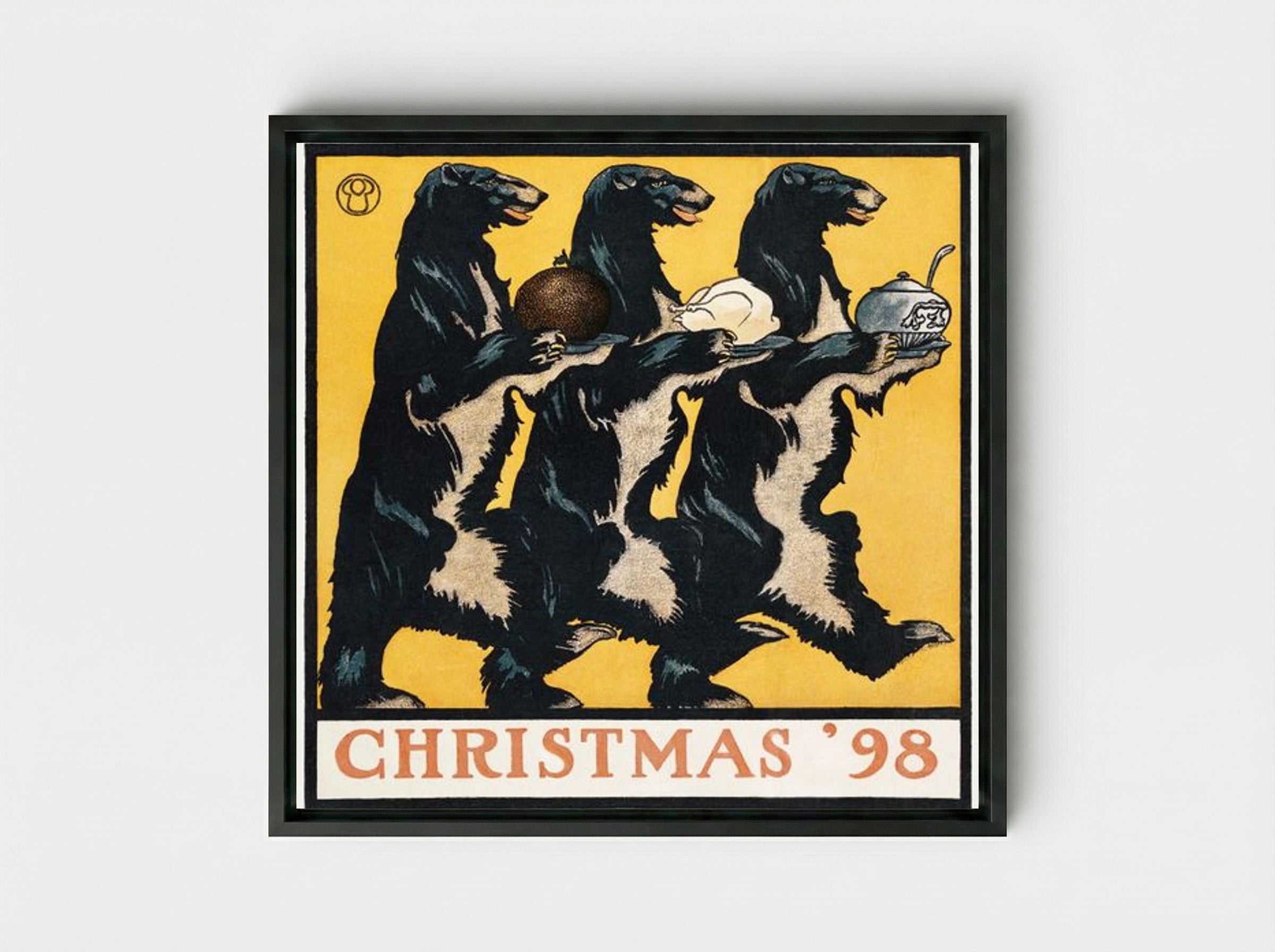 Vintage Christmas '98 - Edward Penfield - Framed Canvas Black