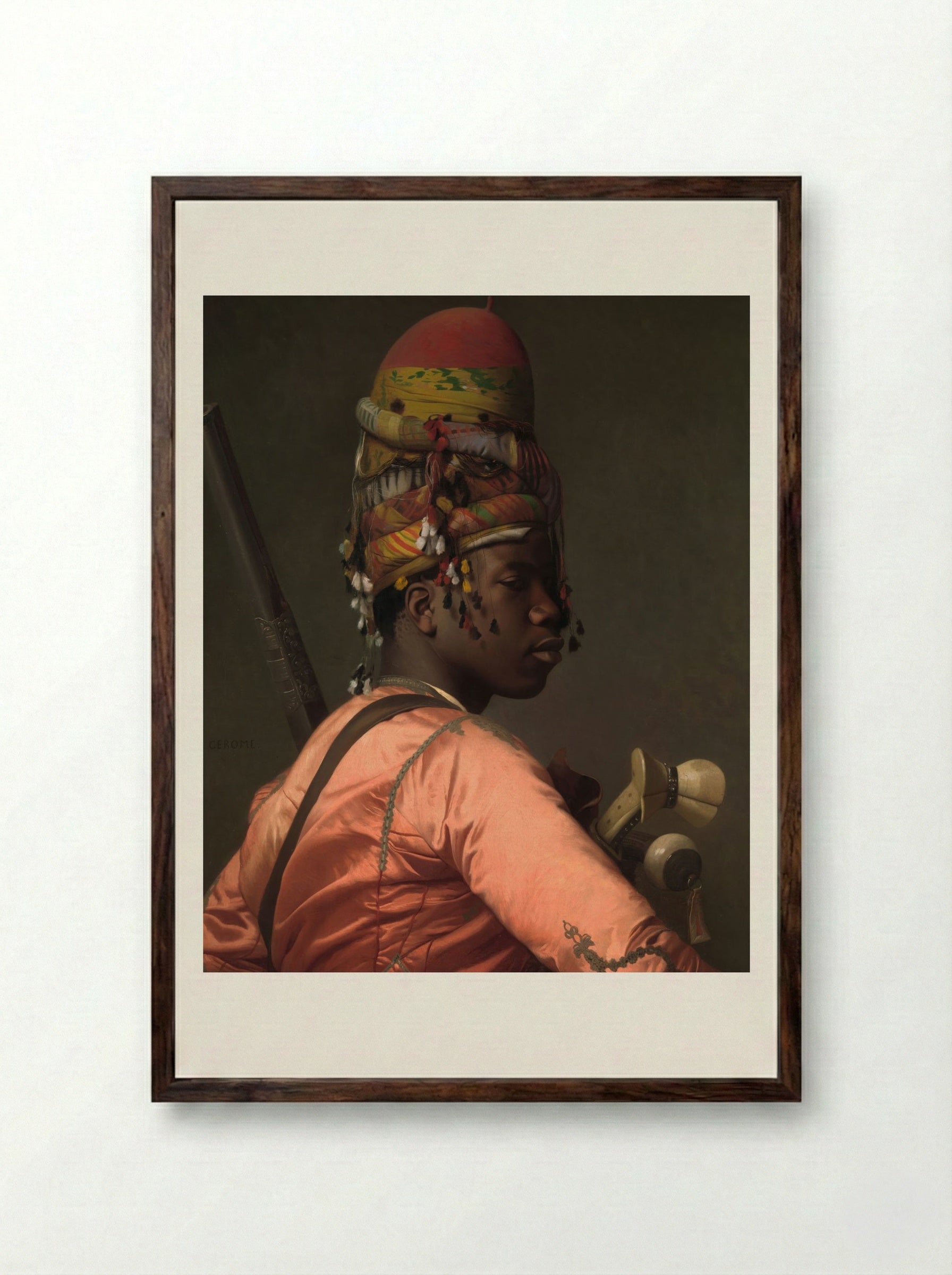 Black Bashi-Bazouk - Gérôme - Framed Print Dark Wood