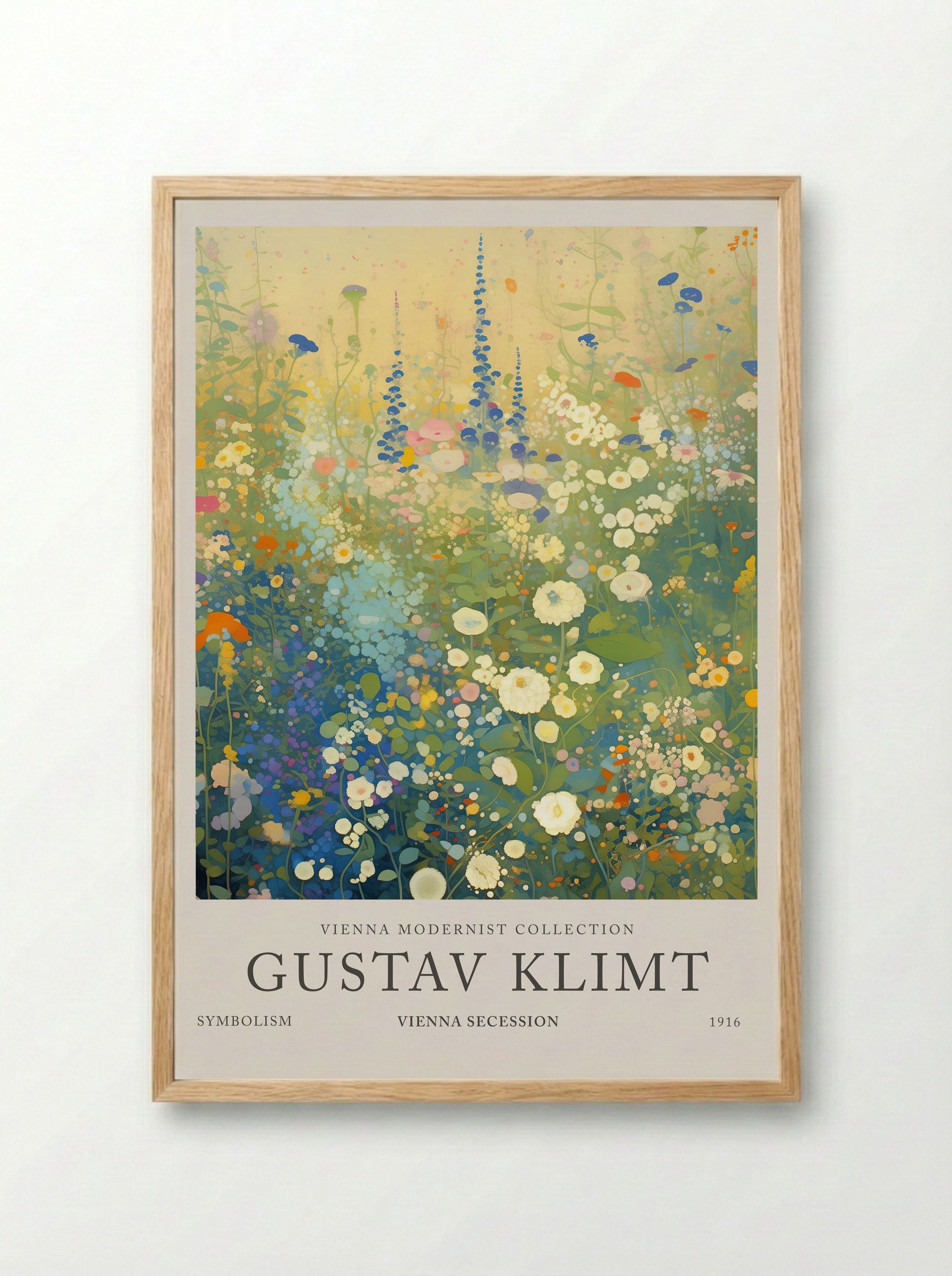 Blue Harmony Garden - Gustav Klimt - Framed Print Wood