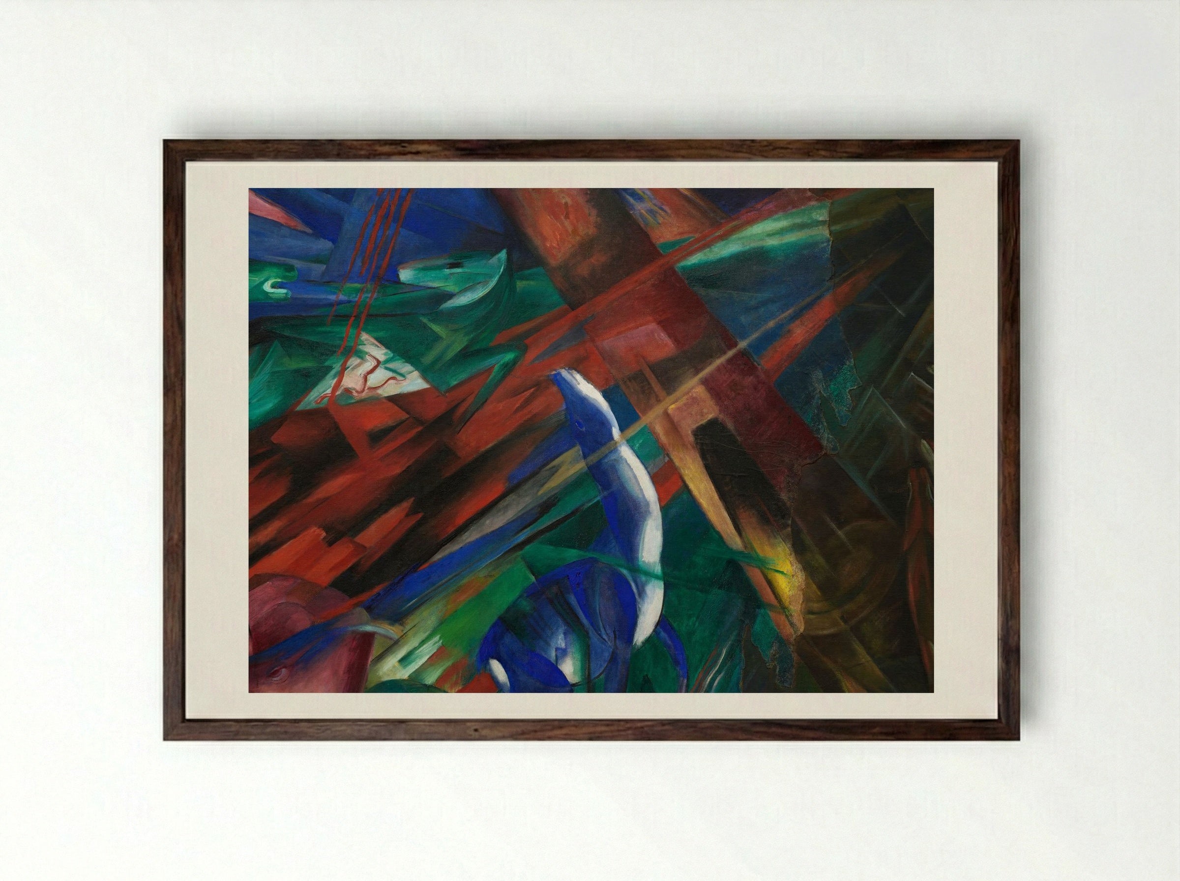 Animal Destinies - Franz Marc - Framed Print Dark Wood