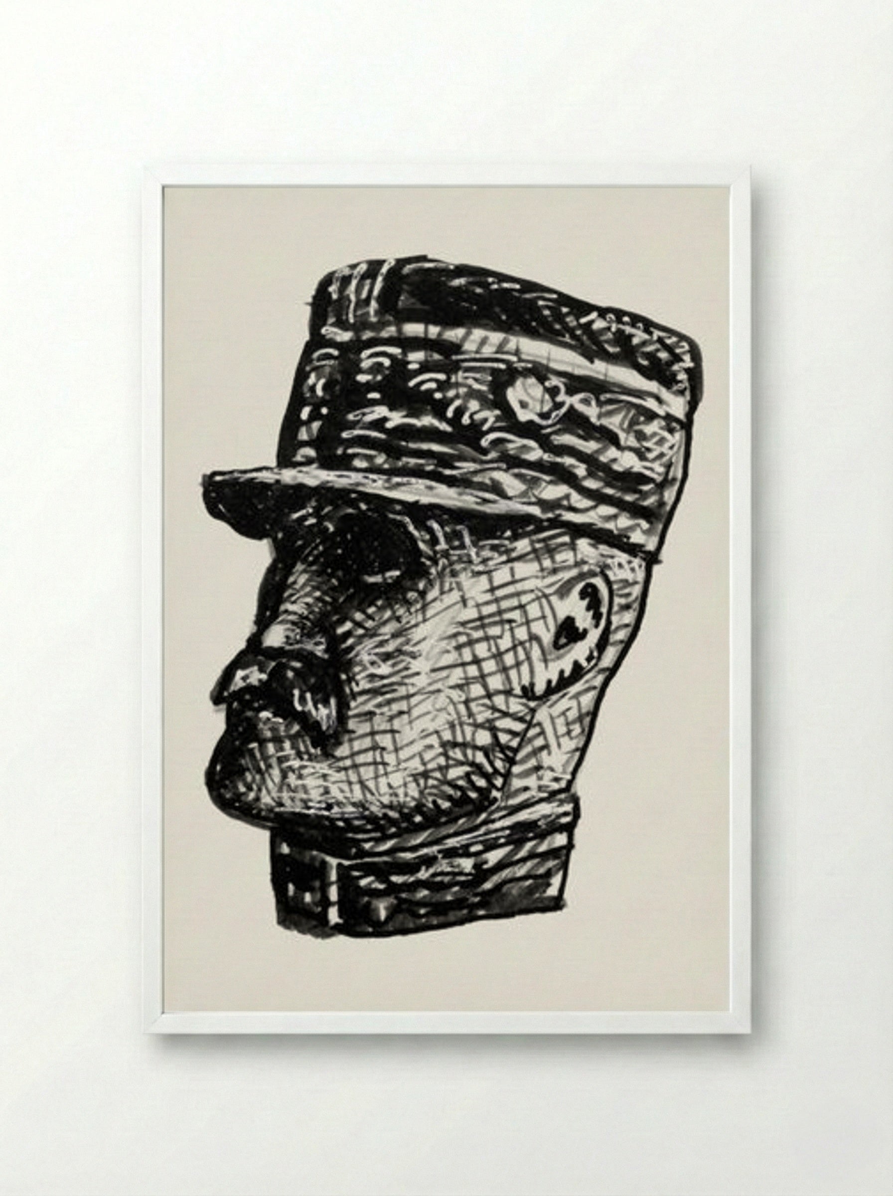 Portrait of Ferdinand Foch - Leo Gestel - Framed Print White