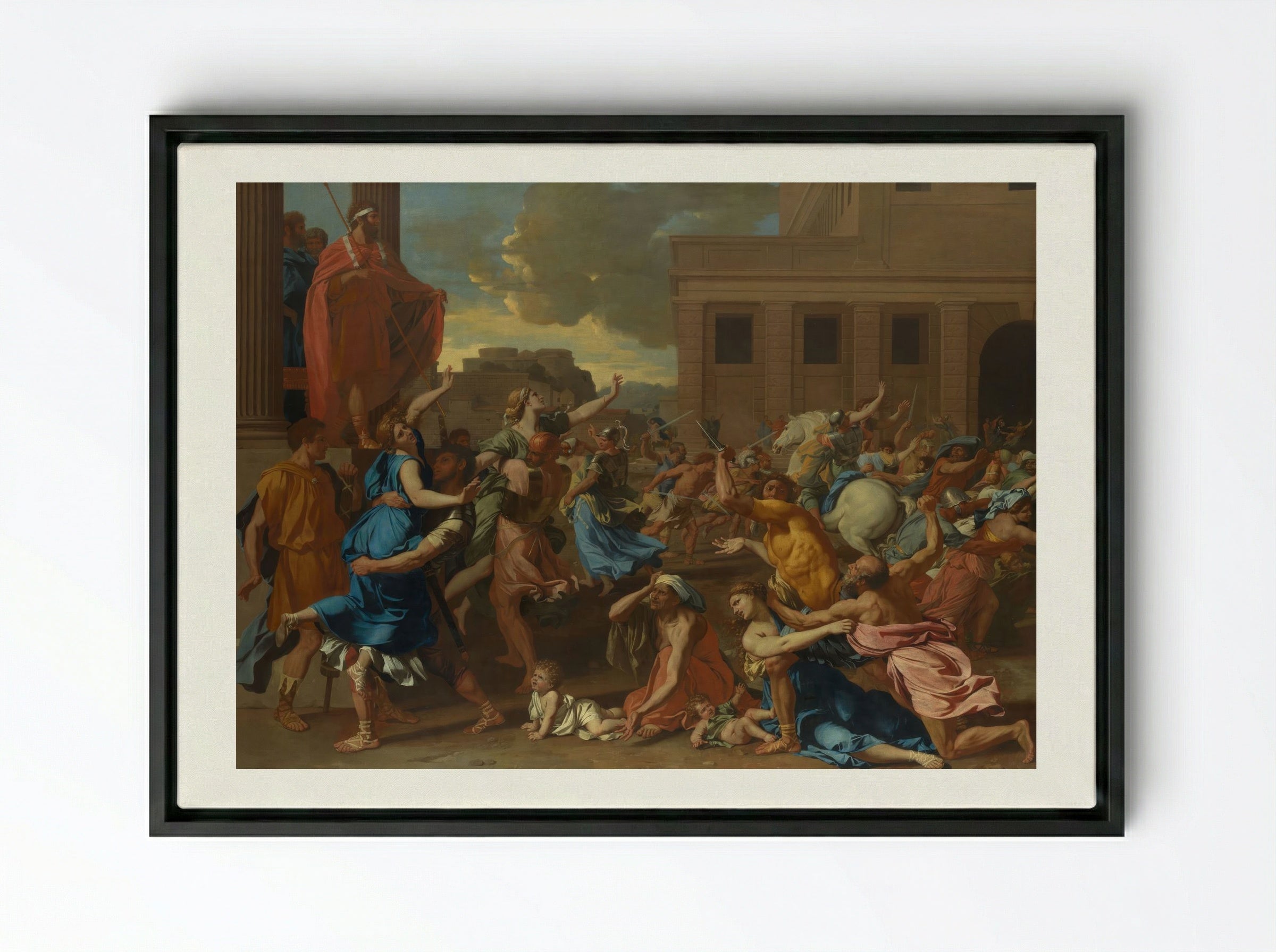 The Abduction of the Sabine Women - Nicolas Poussin - Framed Canvas Black