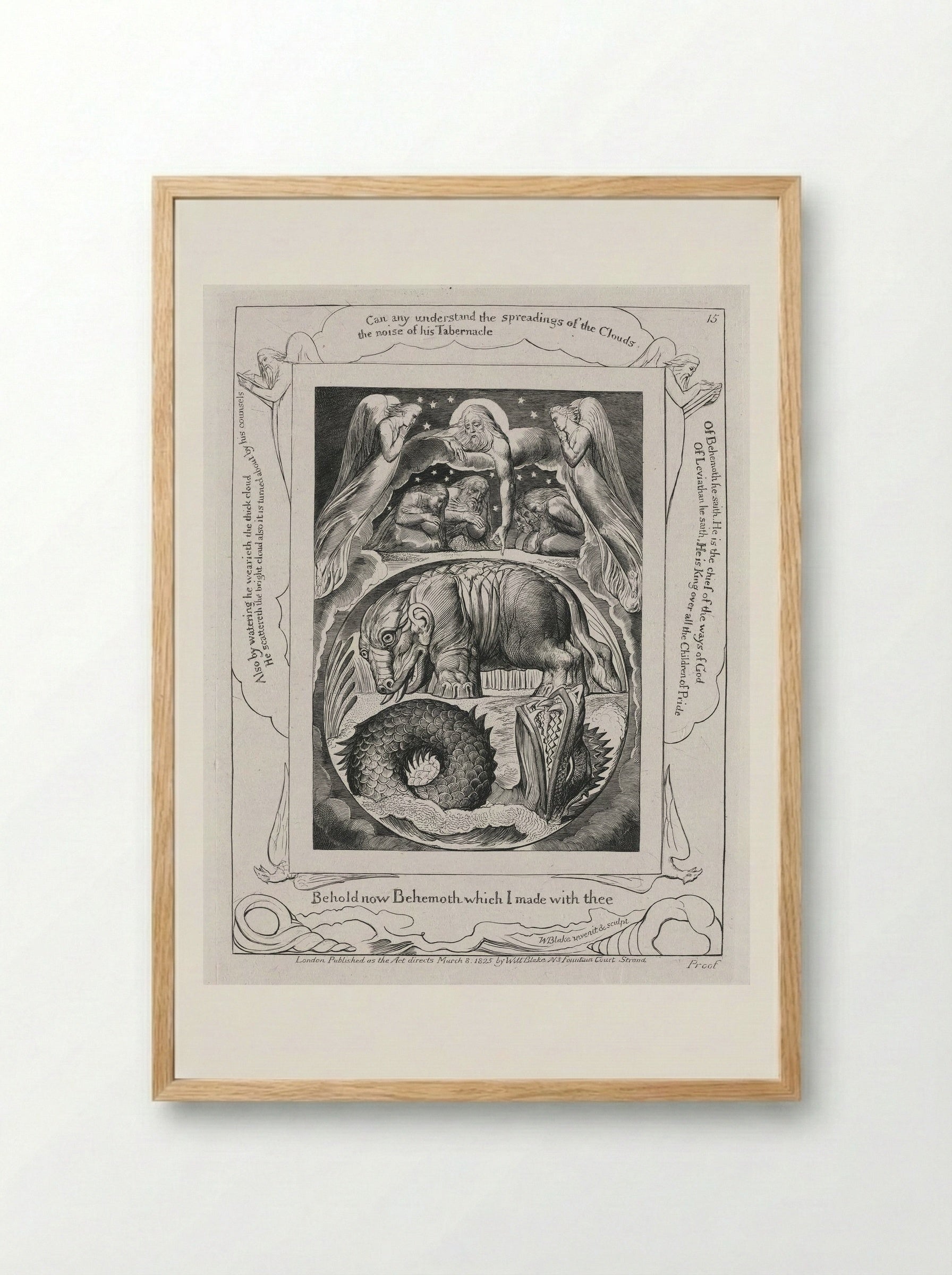 Behold now Behemoth which I made with thee - William Blake - Framed Print Wood