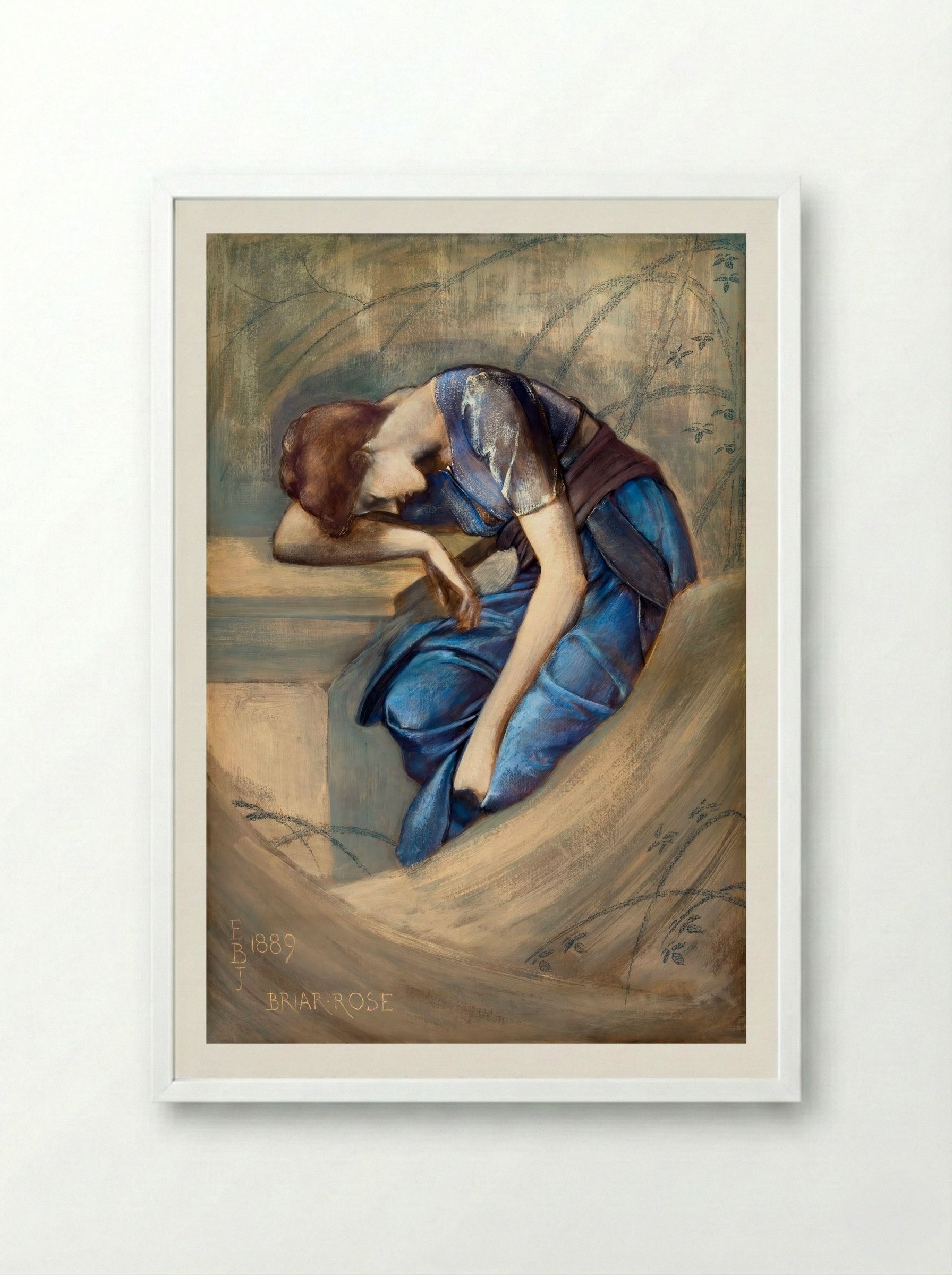 Study for 'The Garden Court' (from The Briar Rose Series) - Sir Edward Burne-Jones - Framed Print White