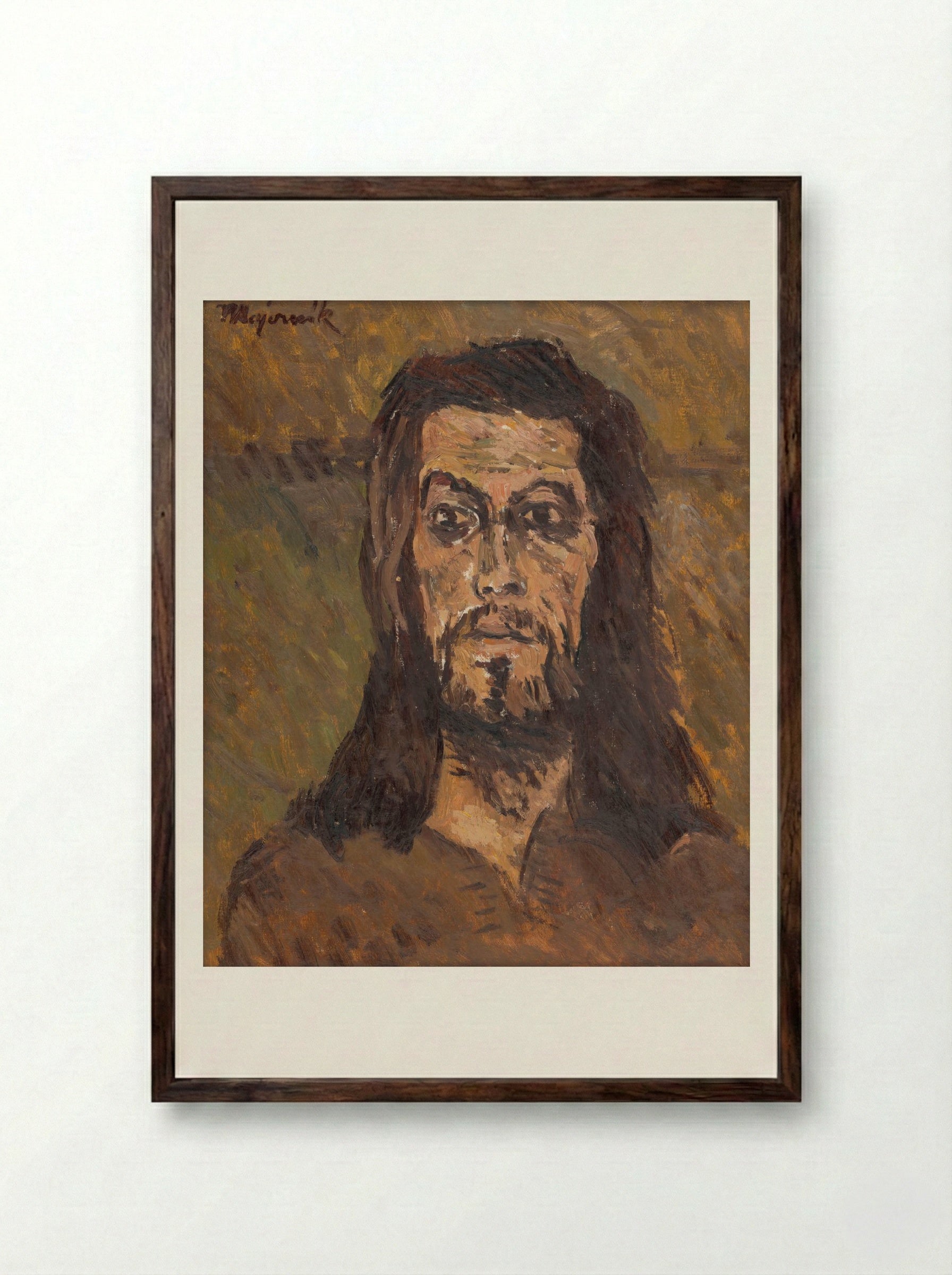 The Head of Saint John the Baptist - Cyprián Majerník - Framed Print Dark Wood