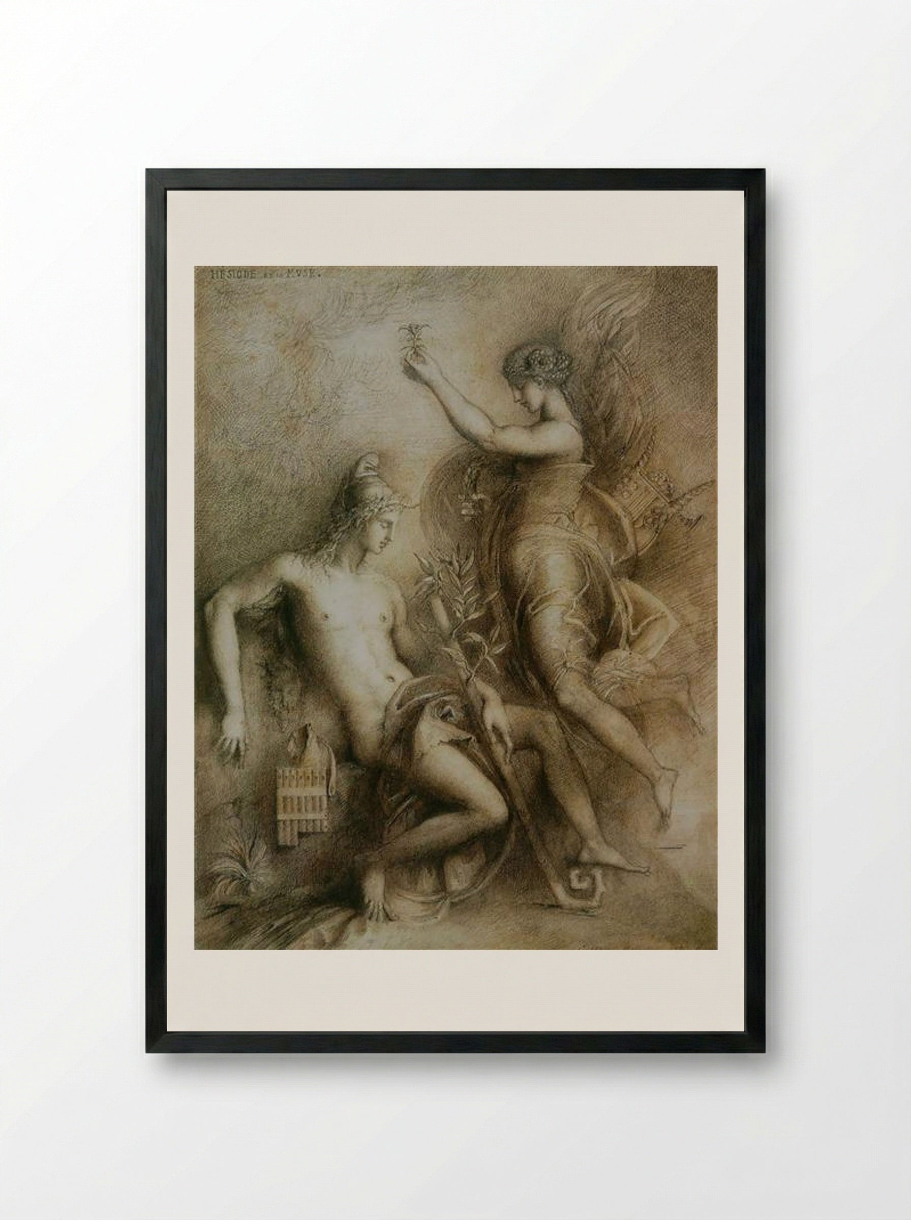 Hesiod and the Muse - Gustave Moreau - Framed Print Black
