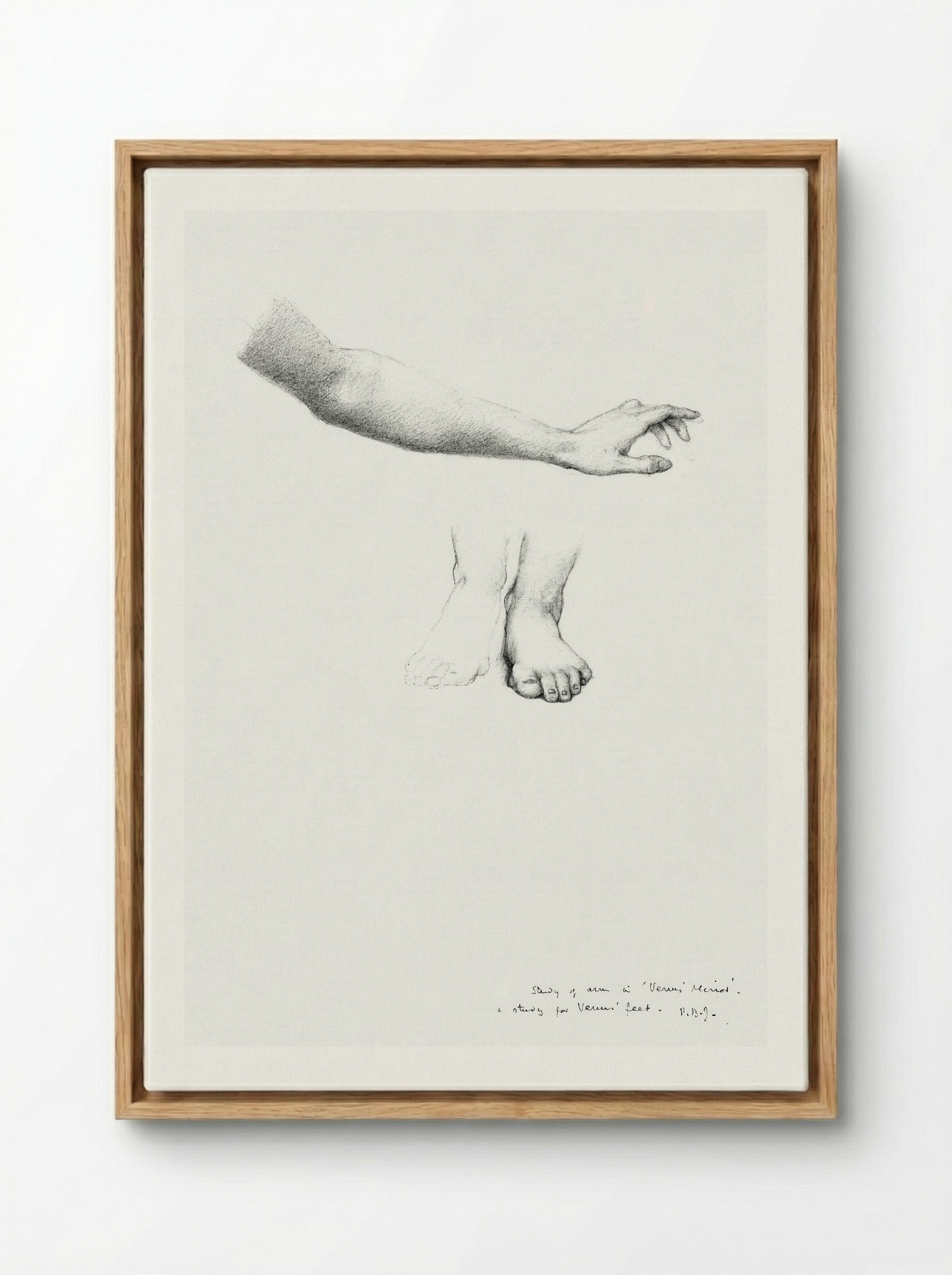 Study of Arm and Feet for 'The Mirror of Venus' - Edward Burne-Jones - Framed Canvas Wood