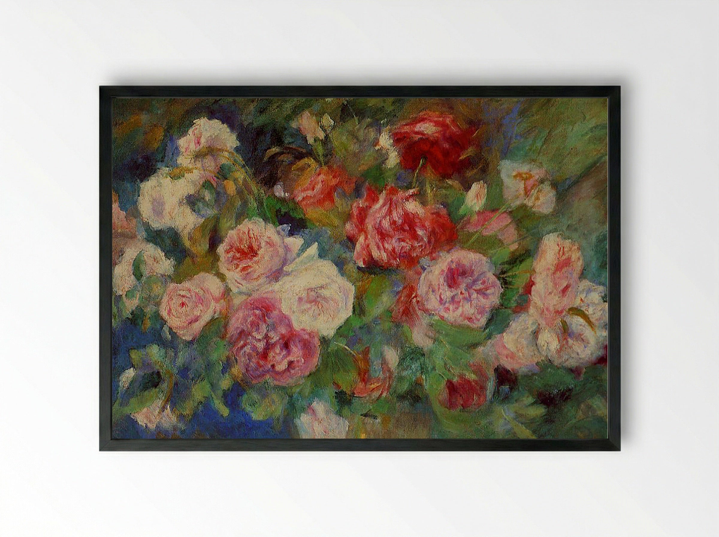 Roses - Pierre-Auguste Renoir - Framed Print Black