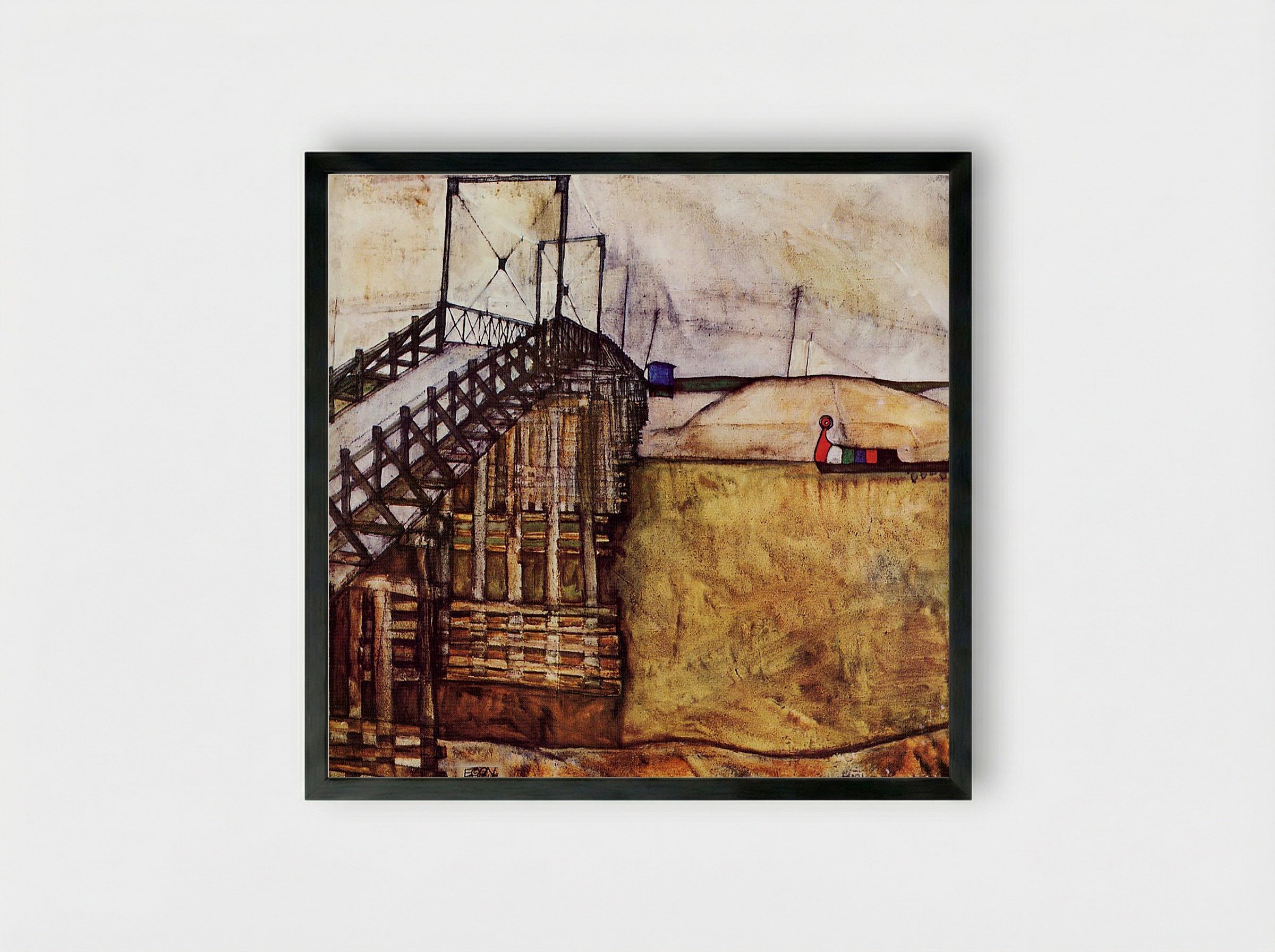 The Bridge - Egon Schiele - Framed Print Black