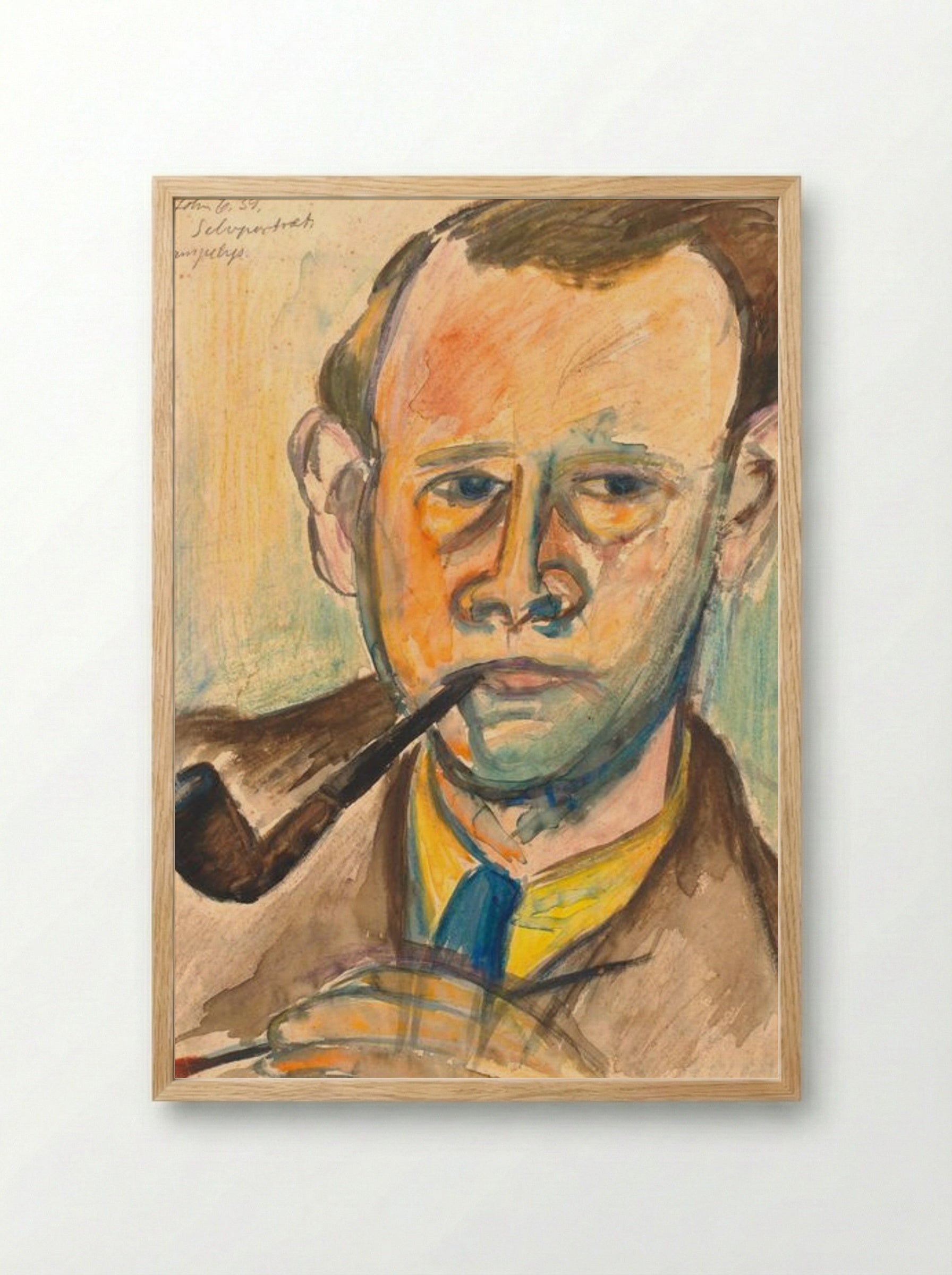 Self-portrait in Lamplight - John Christensen - Framed Print Wood