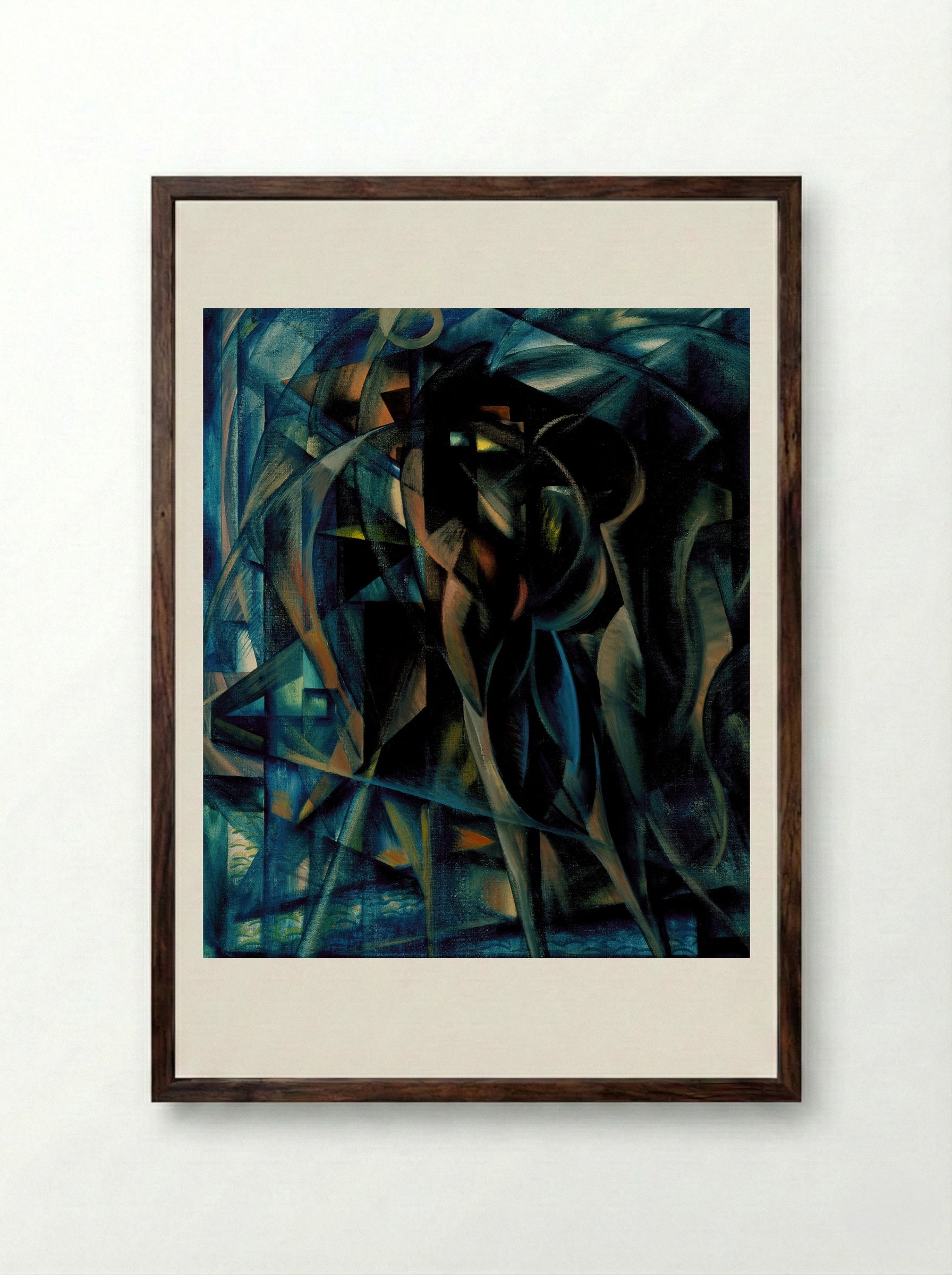 Figures in Blue - Benjamin F. Berlin - Framed Print Dark Wood