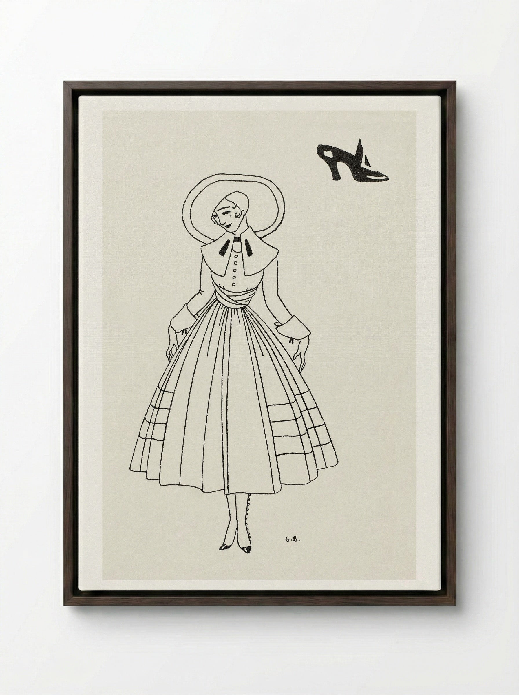 No. 8 (Fashion Illustration from Gazette du Bon Ton) - George Barbier - Framed Canvas Dark Wood