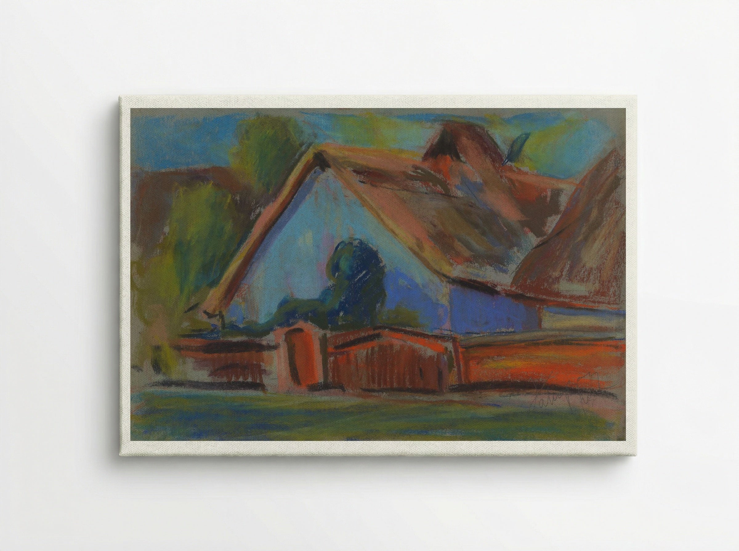 Blue Village Cottage - Zolo Palugyay - Canvas