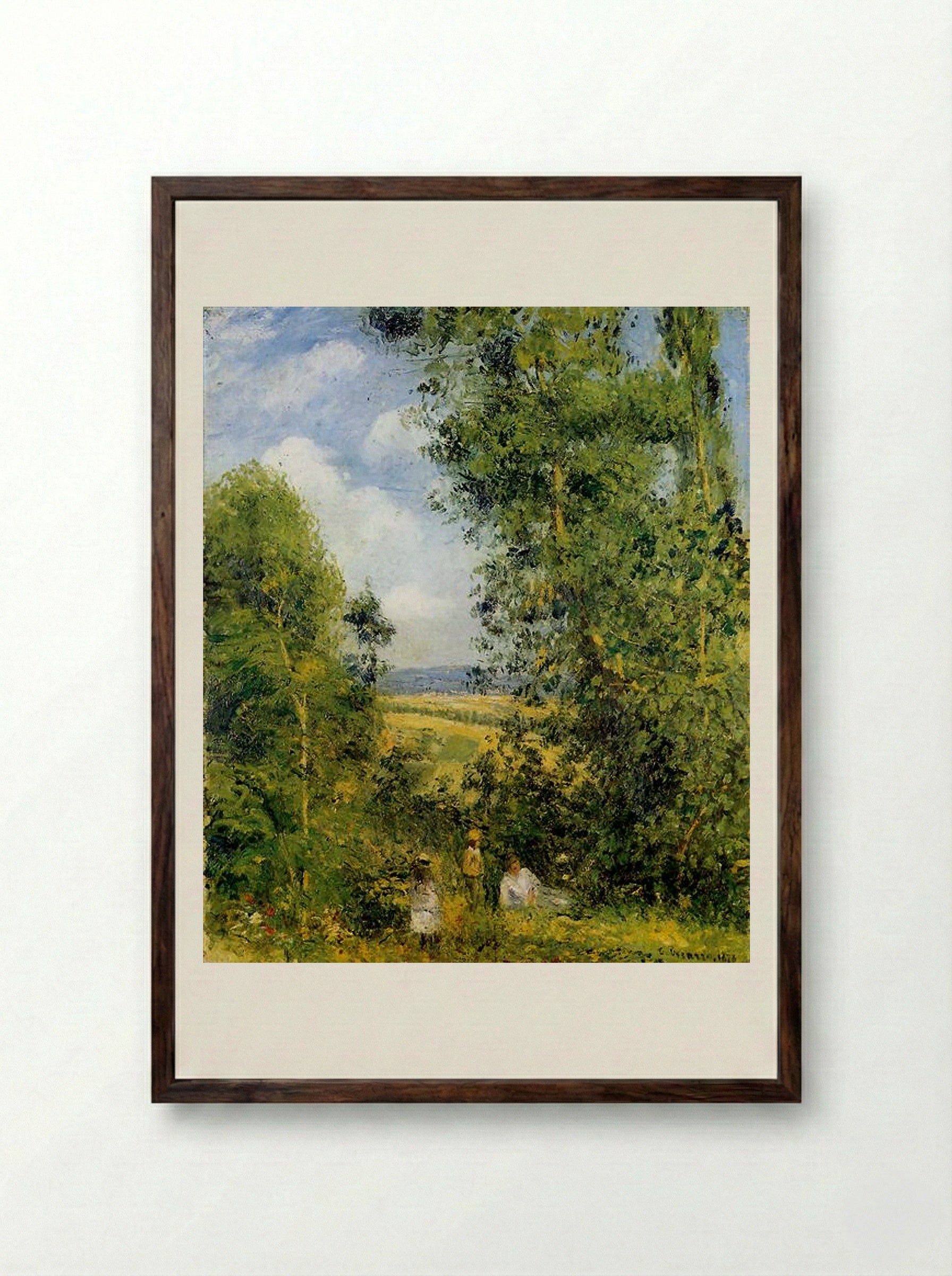 Resting in the Woods, Pontoise - Camille Pissarro - Framed Print Dark Wood
