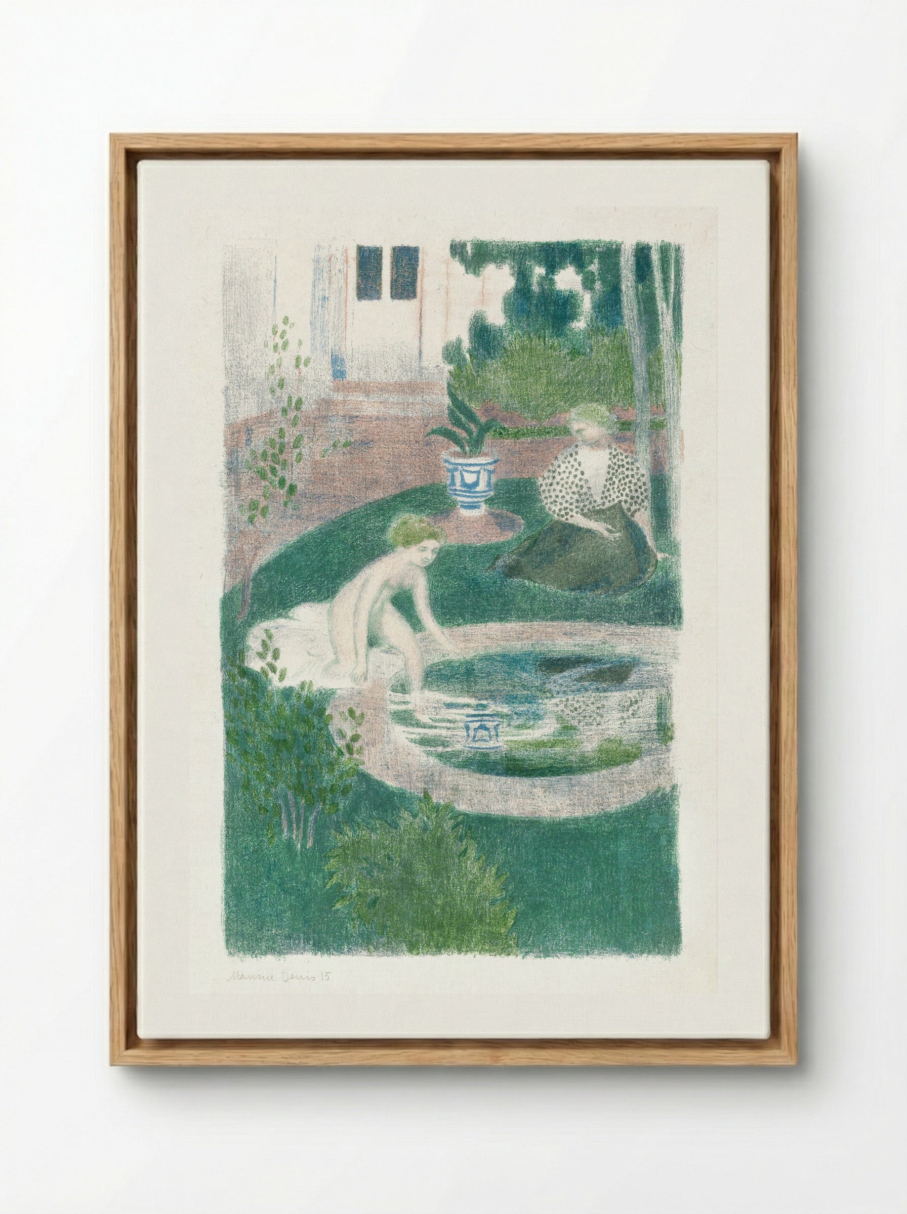 The Reflection in the Fountain (Le reflet dans la fontaine) - Maurice Denis - Framed Canvas Wood