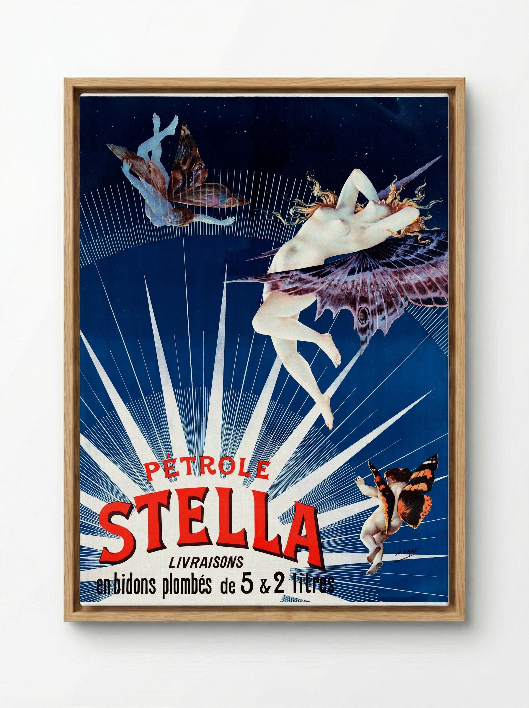 Pétrole Stella: Livraisons en bidons plombés de 5 & 2 litres - Henri Boulanger - Framed Canvas Wood